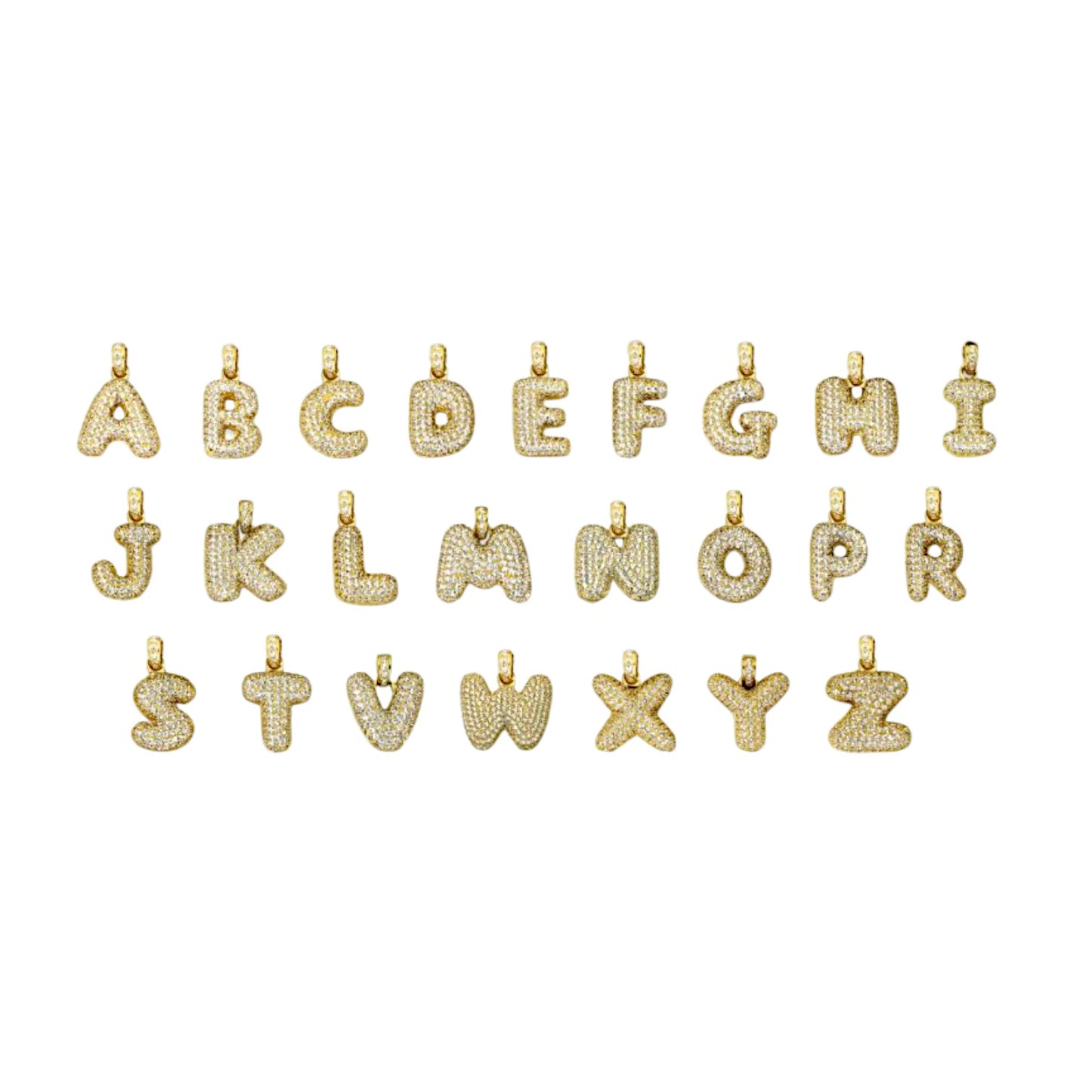 Bubble Initial Pendant Charm - 10k Yellow Gold