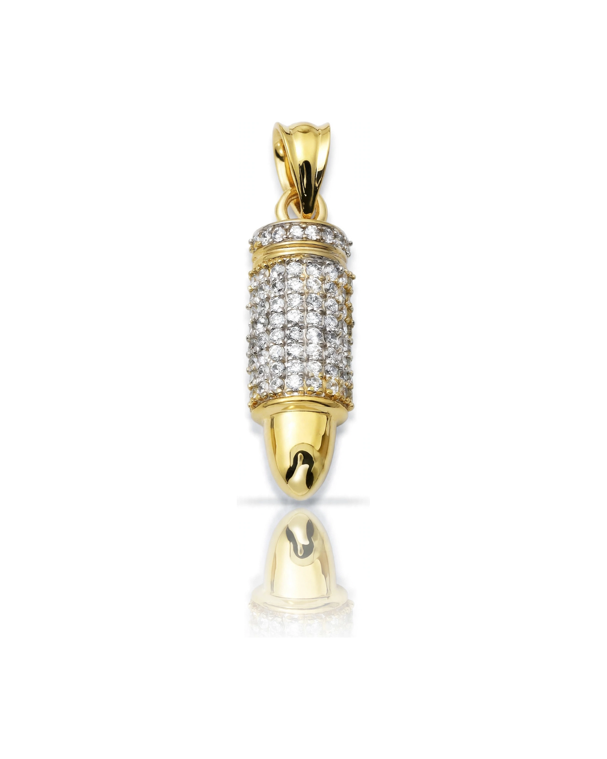 Bullet Pendant with CZ Bands - 10K Gold