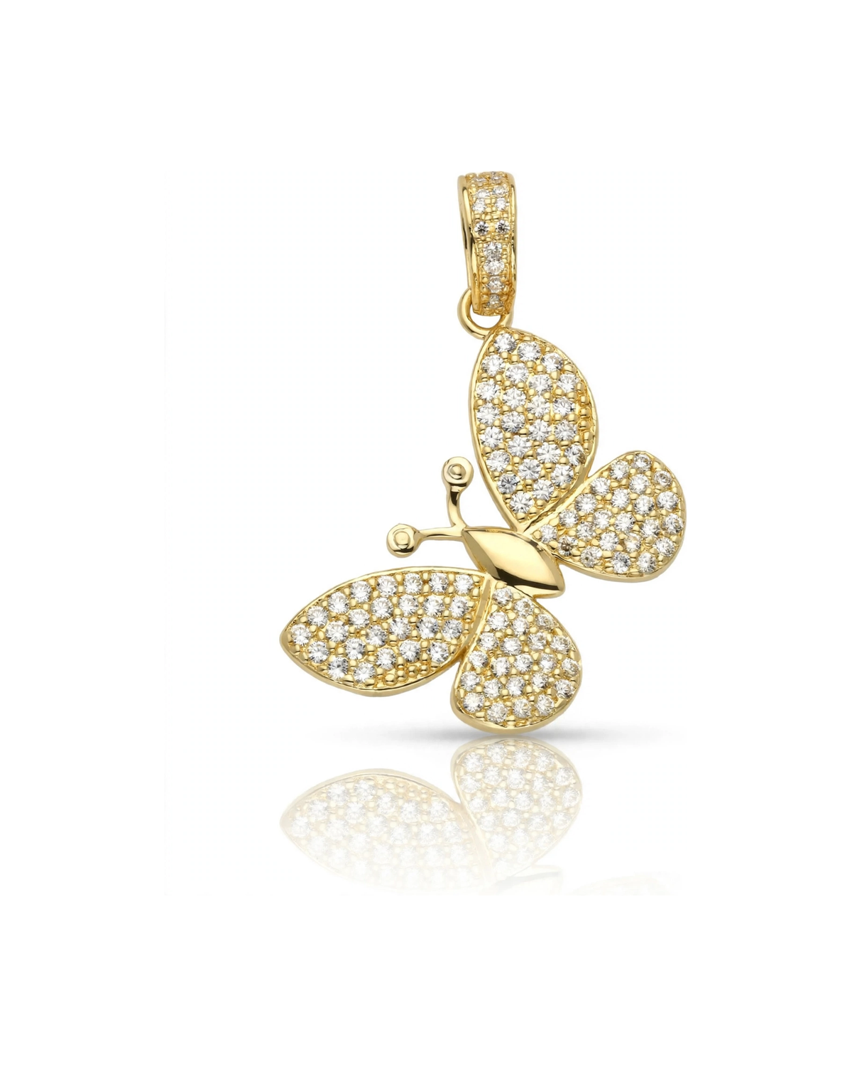 Butterfly Pendant with CZ Small - 10K Gold