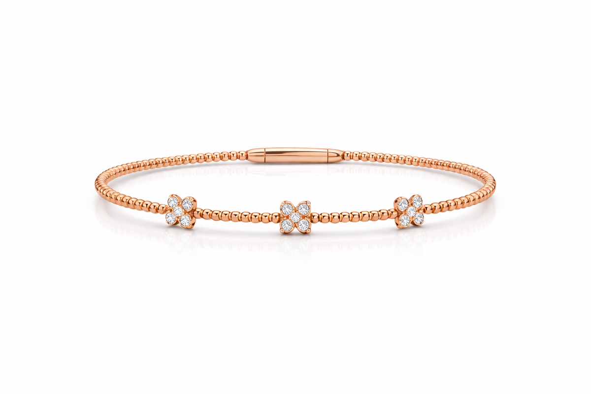 14K Triple Butterfly Illusion Flexible Bangle