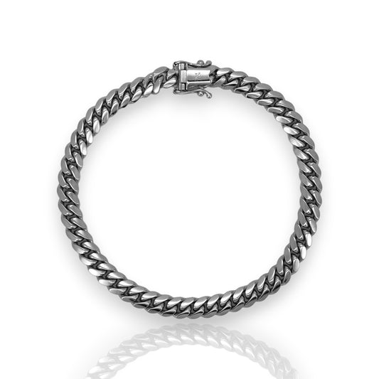 Miami Cuban Link Bracelet - 10K White Gold - Solid