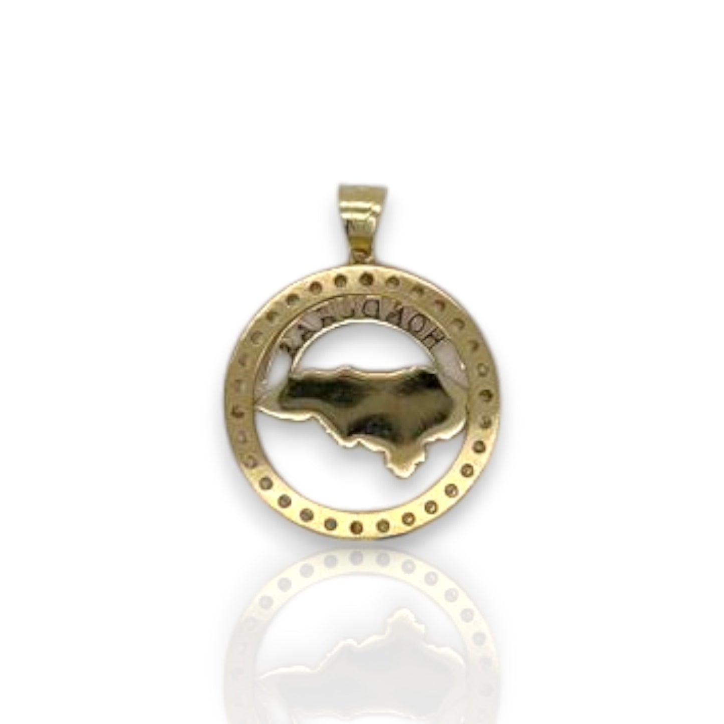 Honduras Medallion Cz Pendant - 14K Yellow Gold