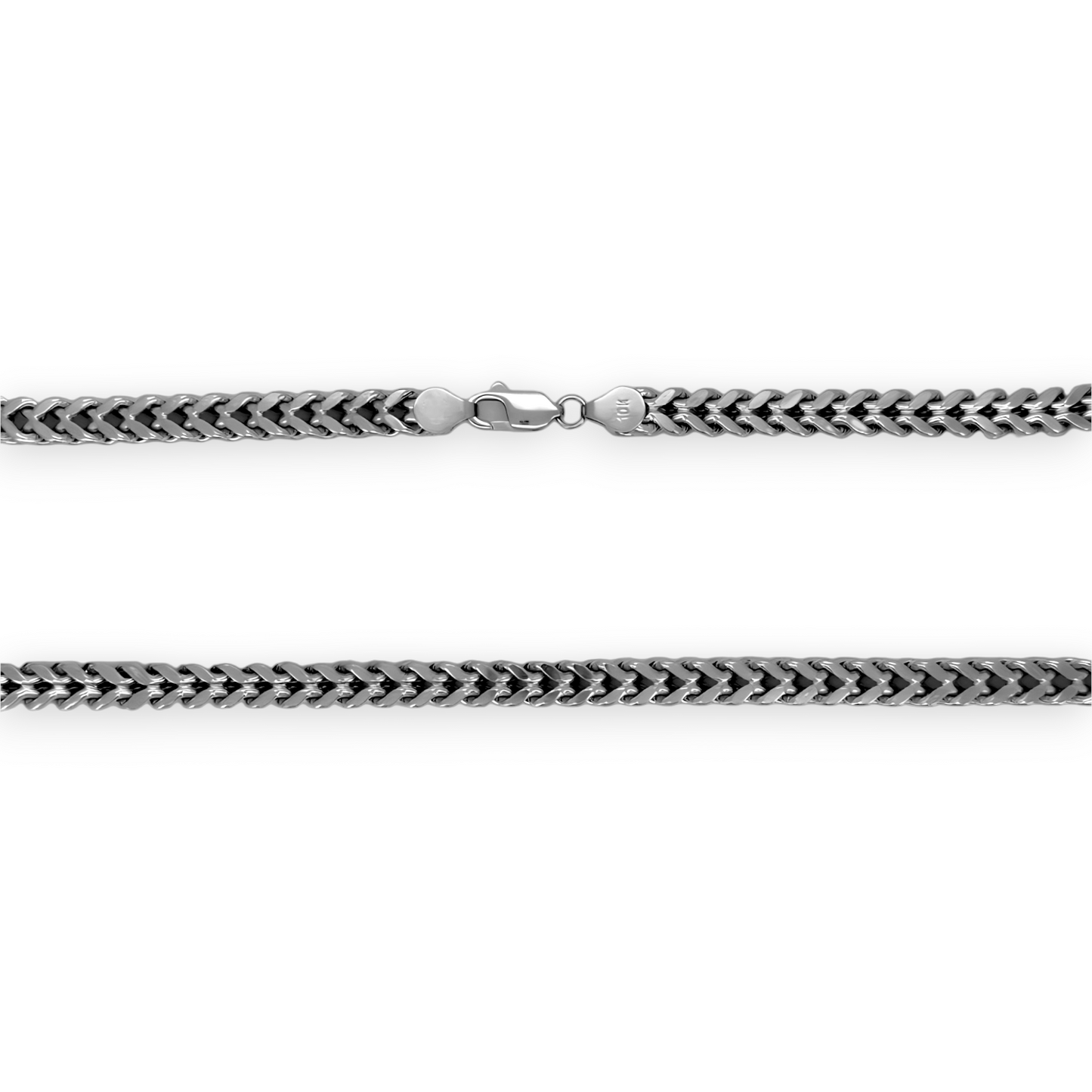 Collar de cadena Franco Box - Oro blanco de 10 quilates - Hallow