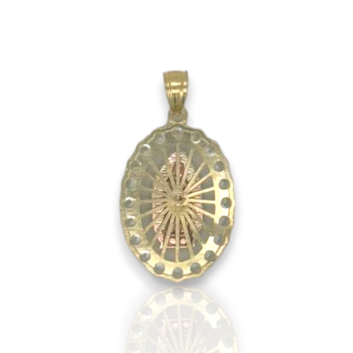 Virgin Mary Two Tone Pendant - 10K Yellow Gold