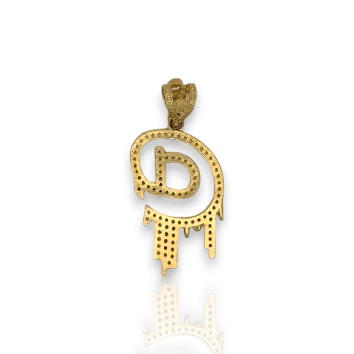 Melting At Sign Cz Pendant - 14k Yellow Gold