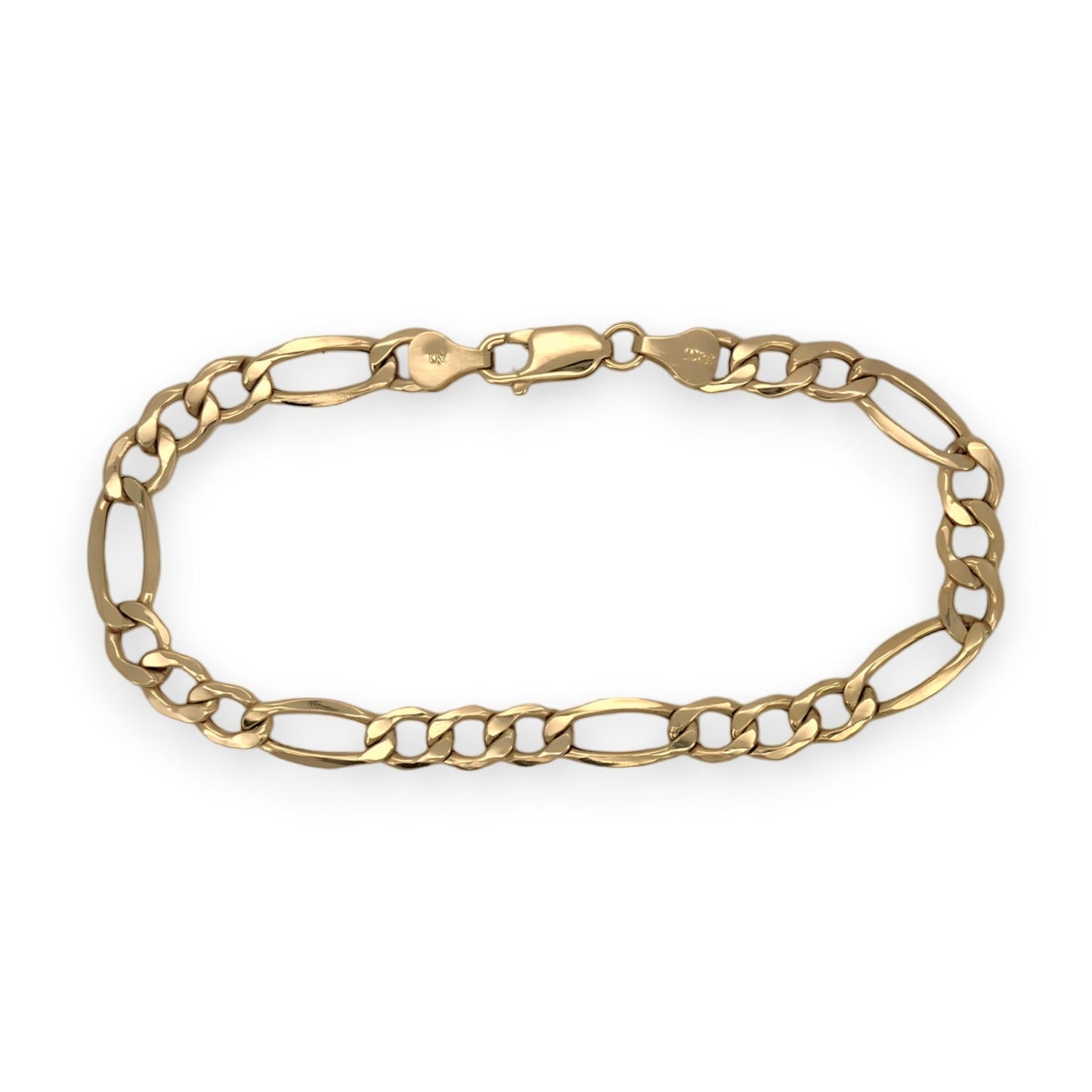 Figaro Chain Link Bracelet - 14K Yellow Gold - Solid