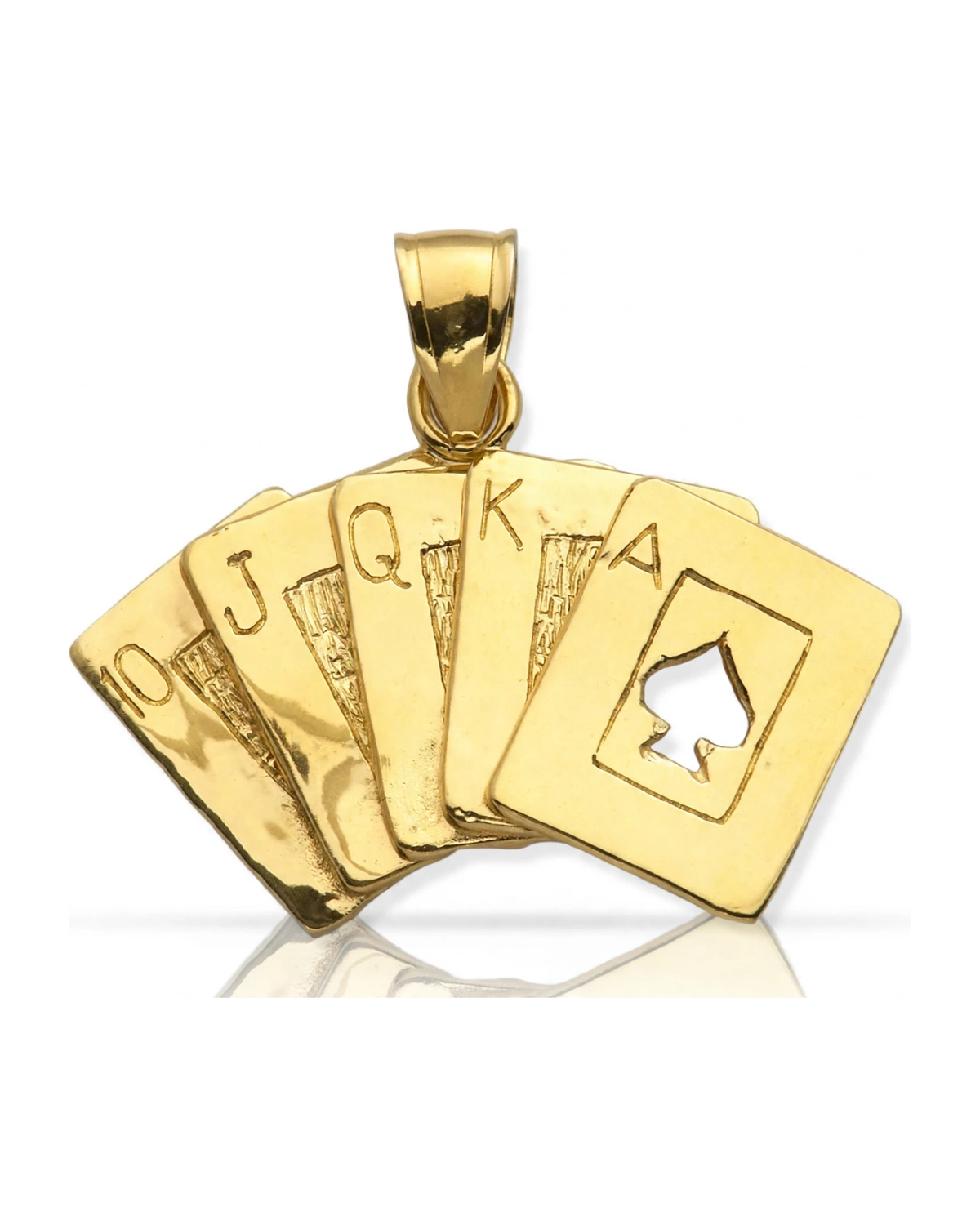 Playing Cards Pendant Fan with Ace of Spades - 10K Yellow Gold