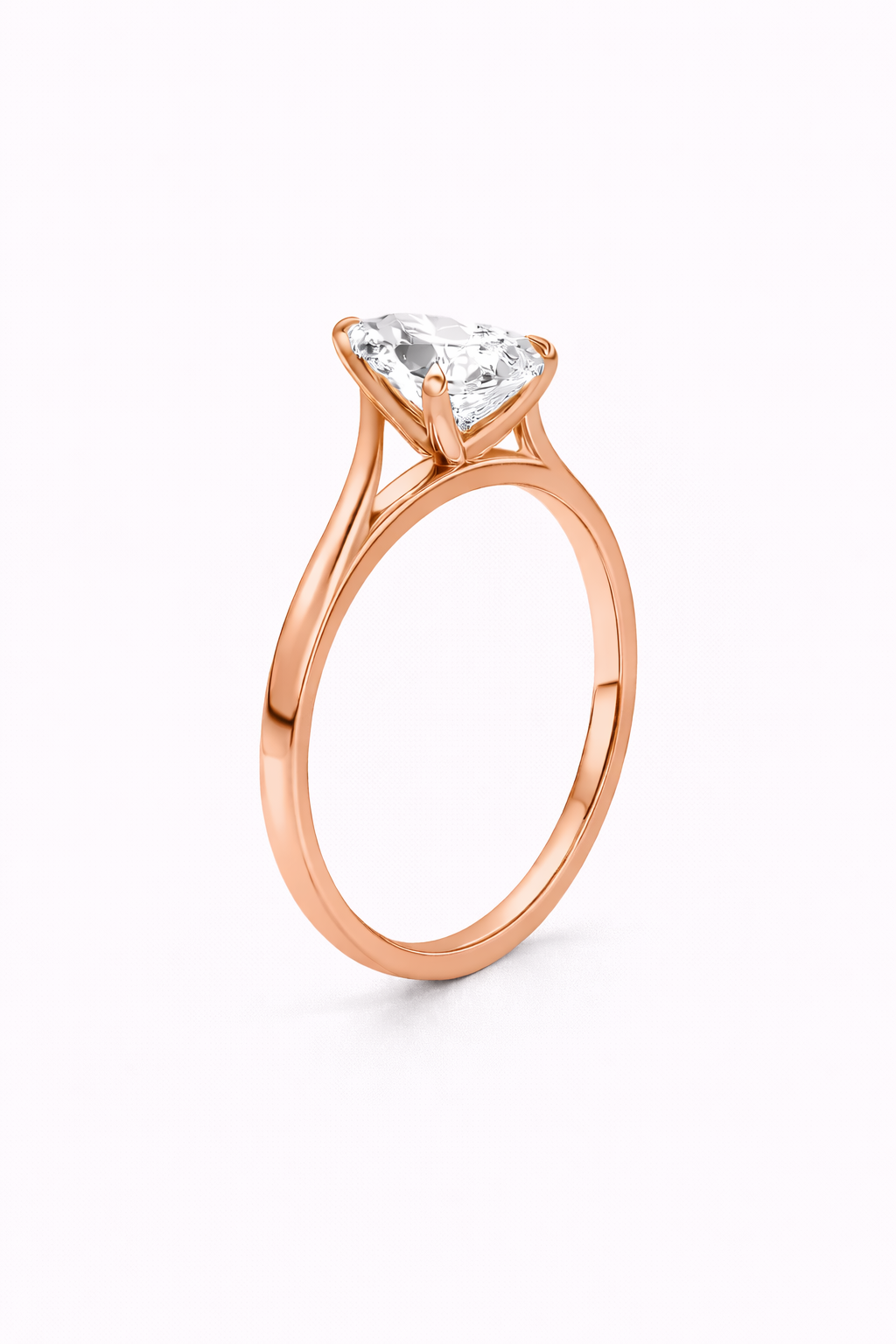 14K Pear Solitaire — Cathedral Flat Edge