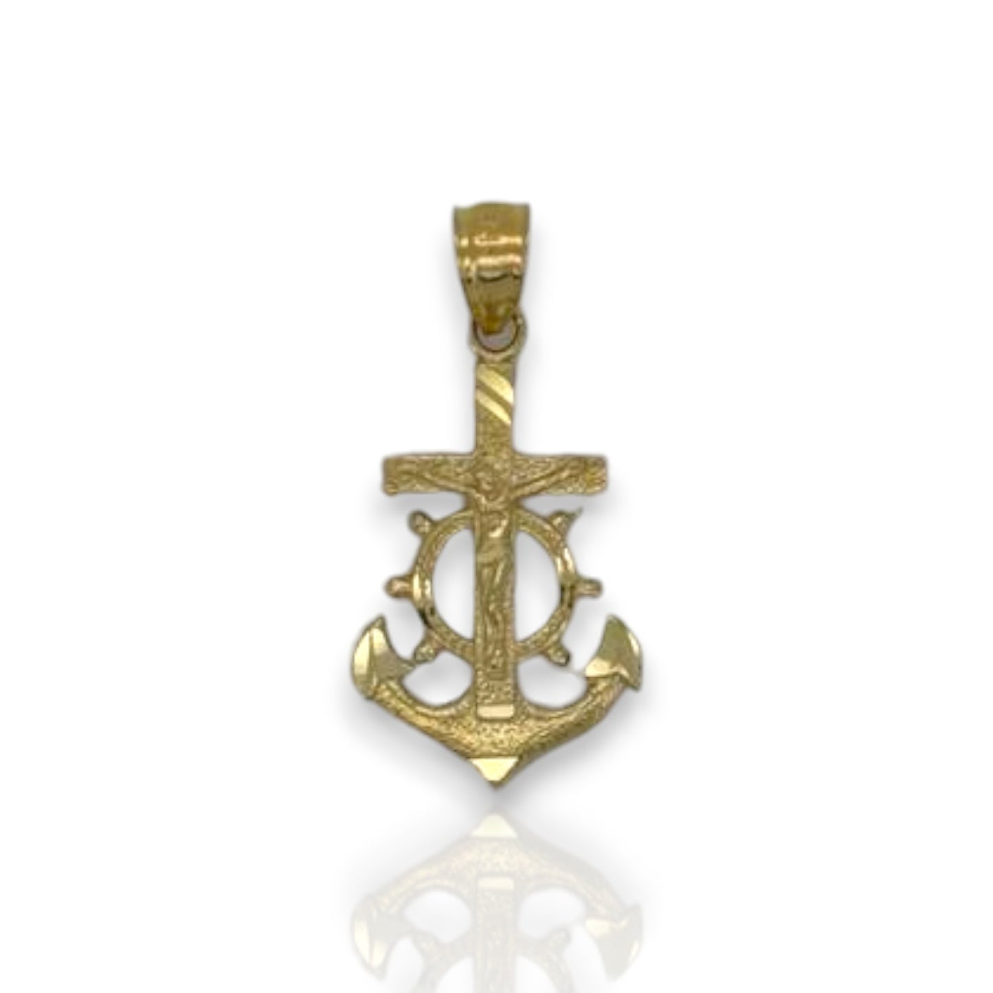 Jesus Anchor Pendant - 10K Yellow Gold