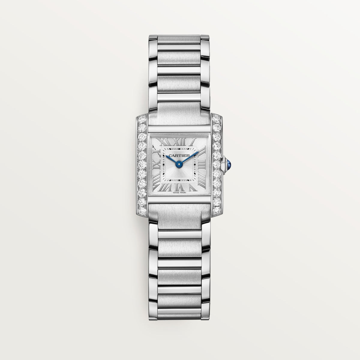 Cartier Tank Française W4TA0029 - Small model Steel, Silvered sunray Dial, Steel bracelet