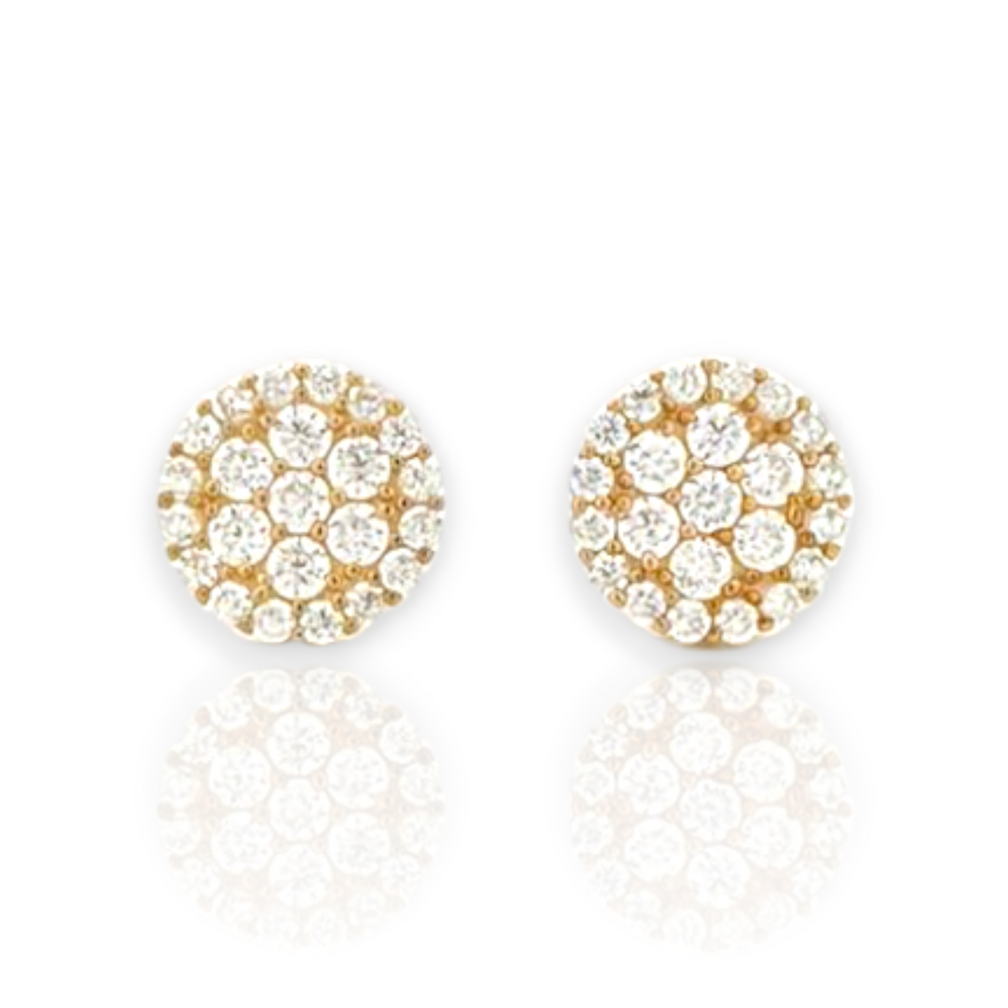 Yellow Gold CZ Round Cut Stud Earrings - 10k Yellow Gold