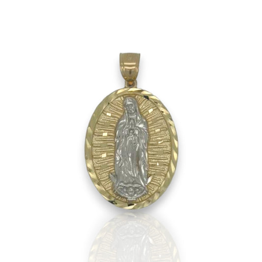 Virgin Mary Two Tone Pendant - 10K Yellow Gold
