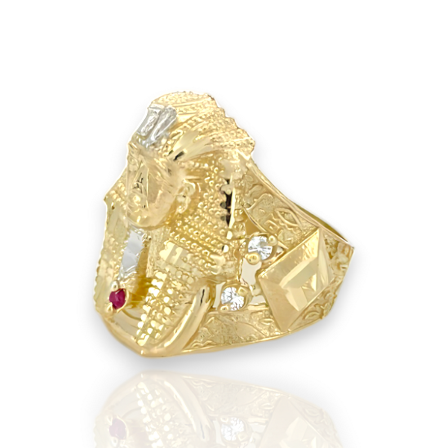 Medium or Large Pharaoh Egyptian King With CZ - 10K Yellow Gold - Size Variation