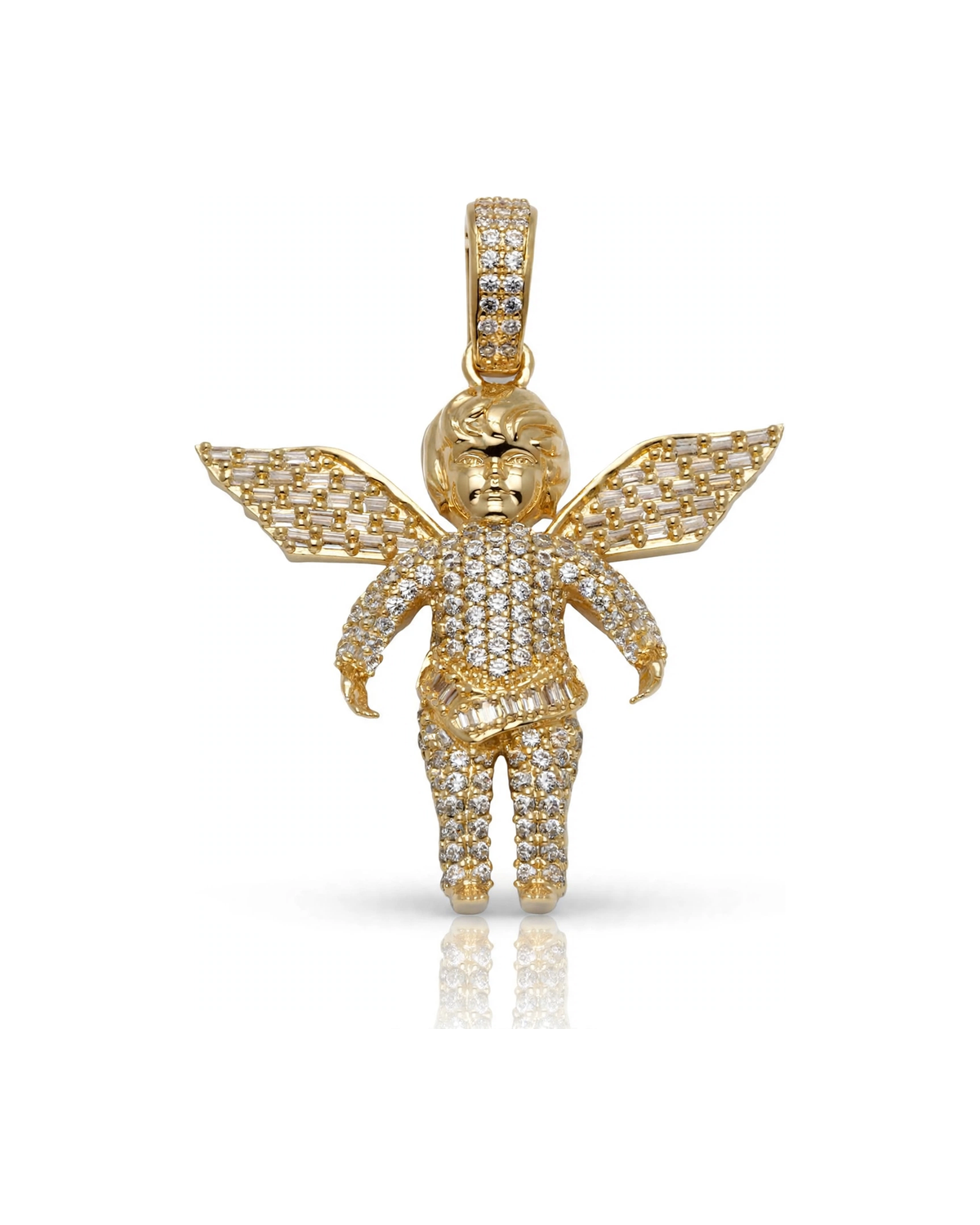 Cherub Angel Pendant Full CZ - 10K Gold