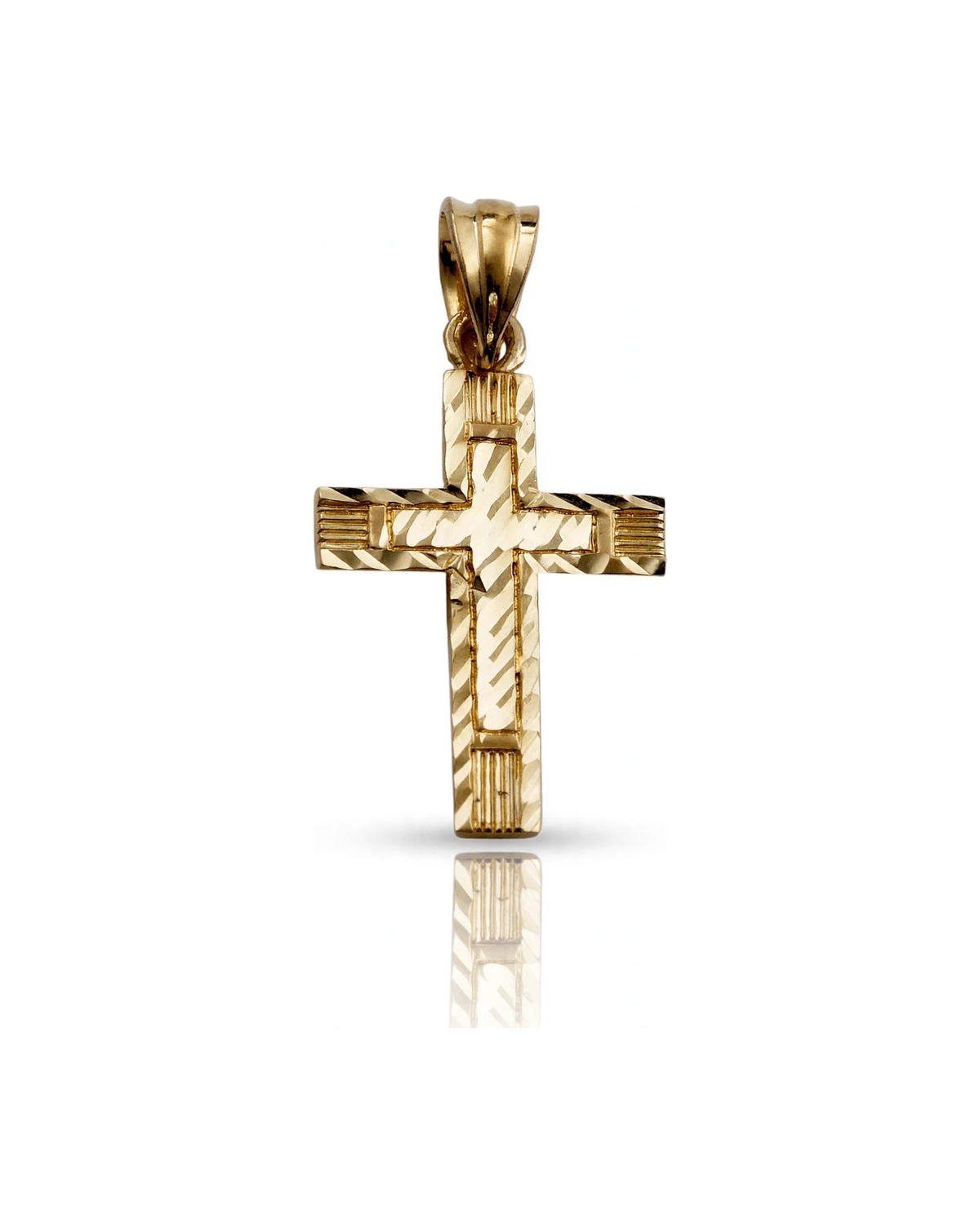 Cross Pendant Beveled - 10K Yellow Gold