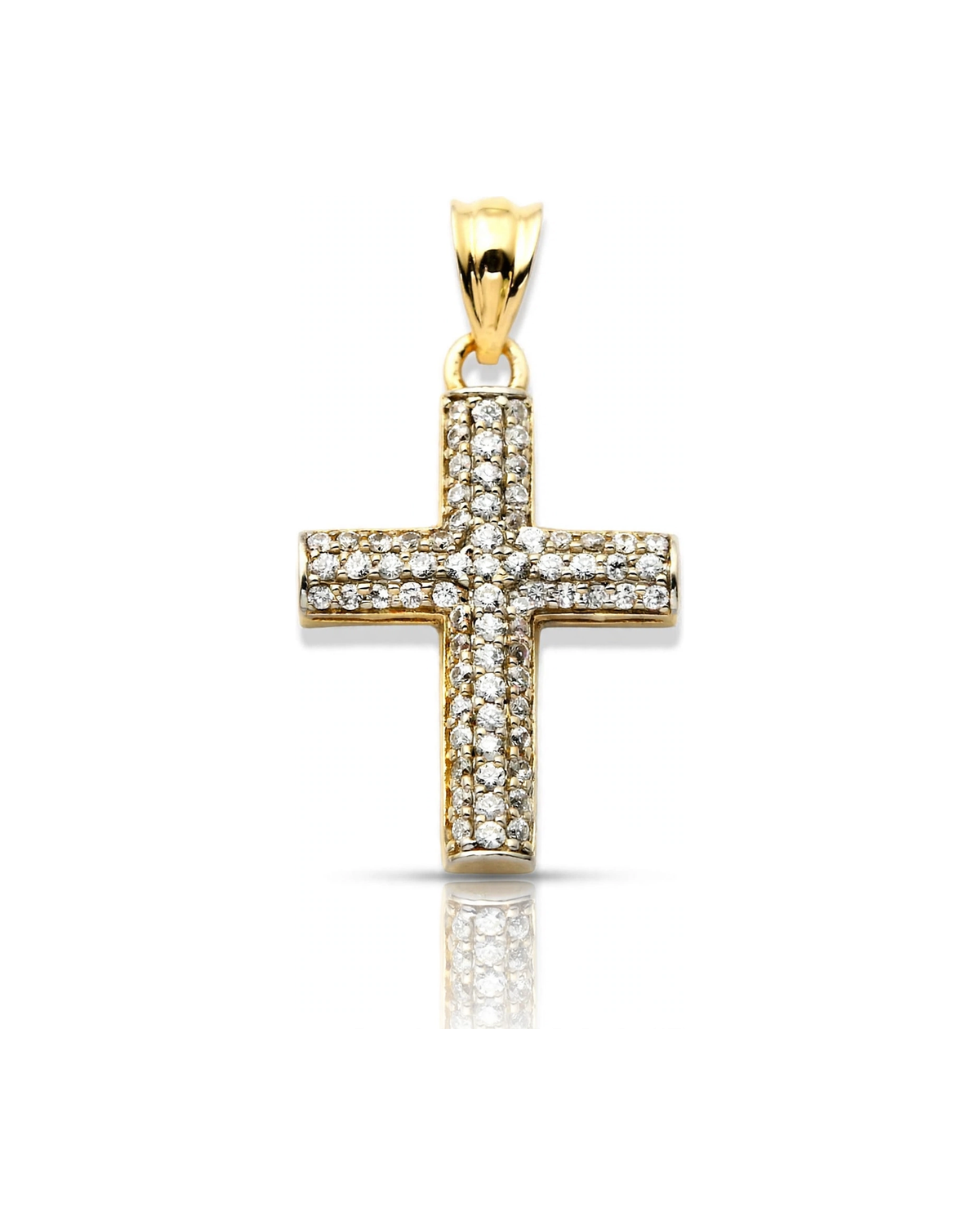 Cross Full CZ Pave Pendant - 10K Yellow Gold