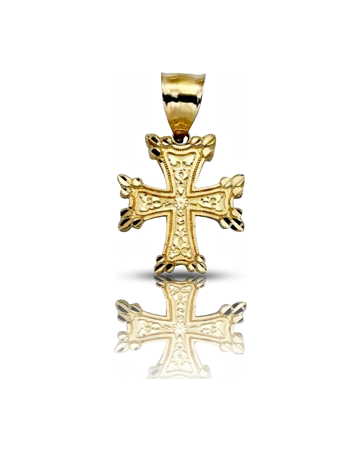 Cross Pendant Ornate Flared - 10K Yellow Gold