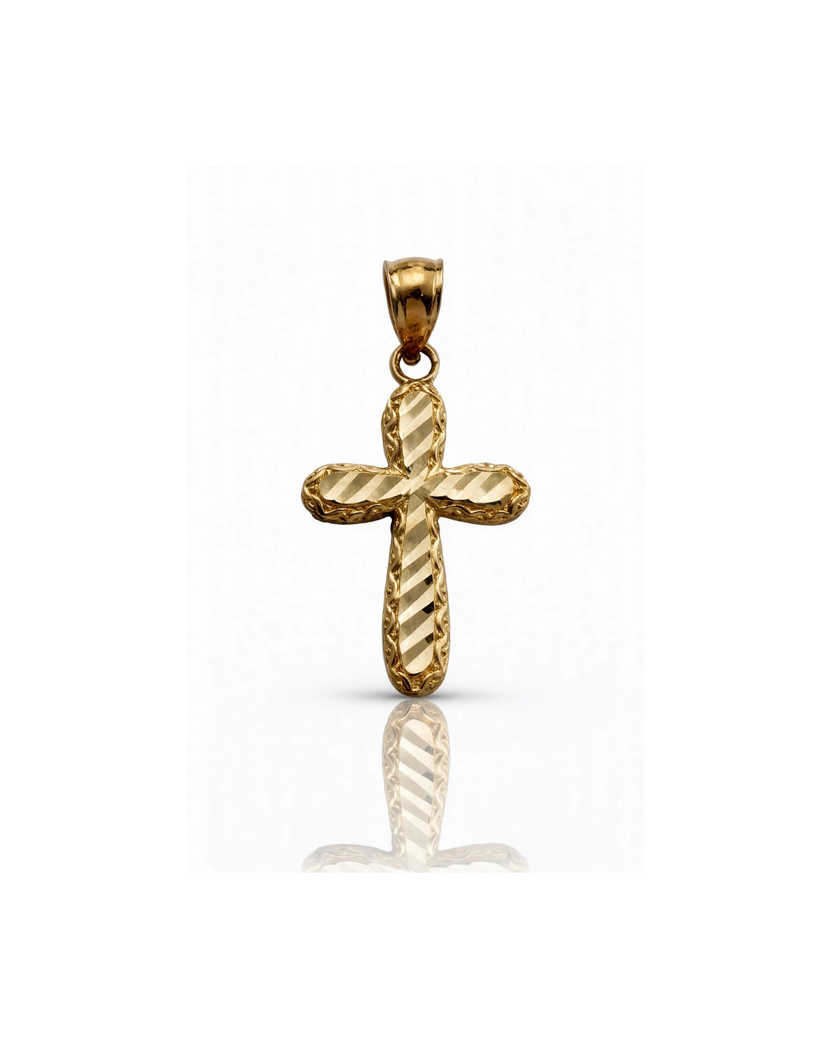 Cross Pendant Twisted Texture - 10K Yellow Gold