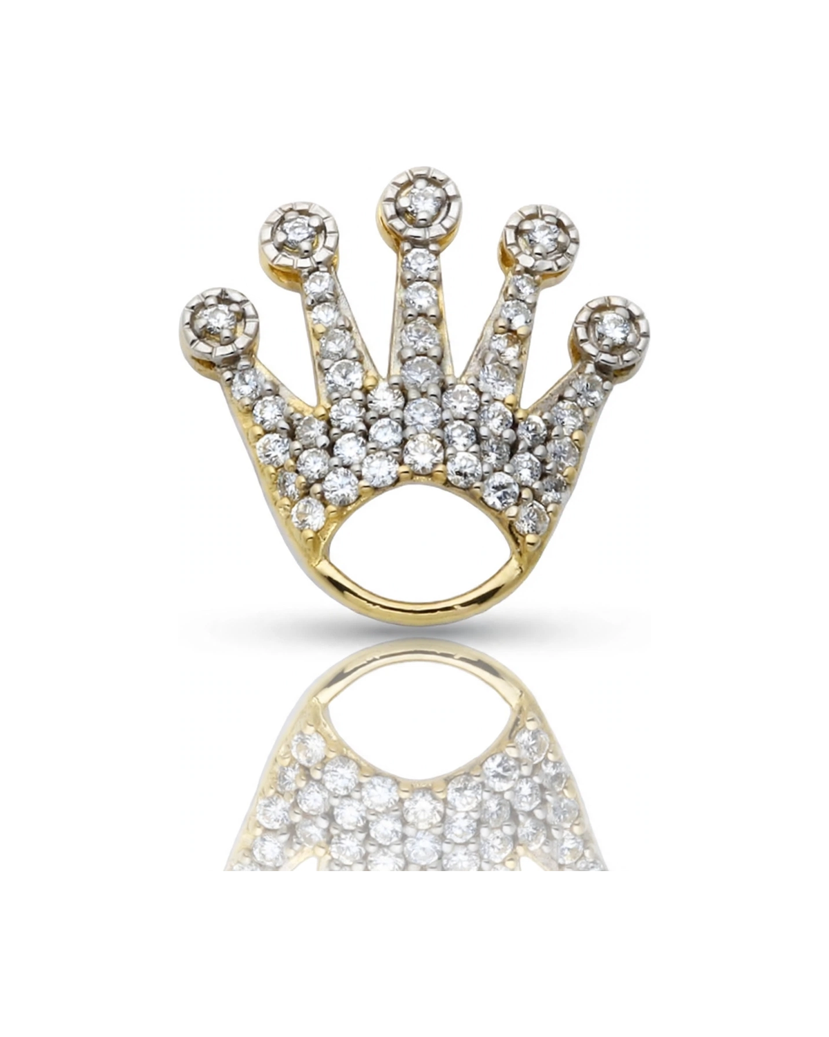Crown Pendant with CZ Outline - 10K Gold