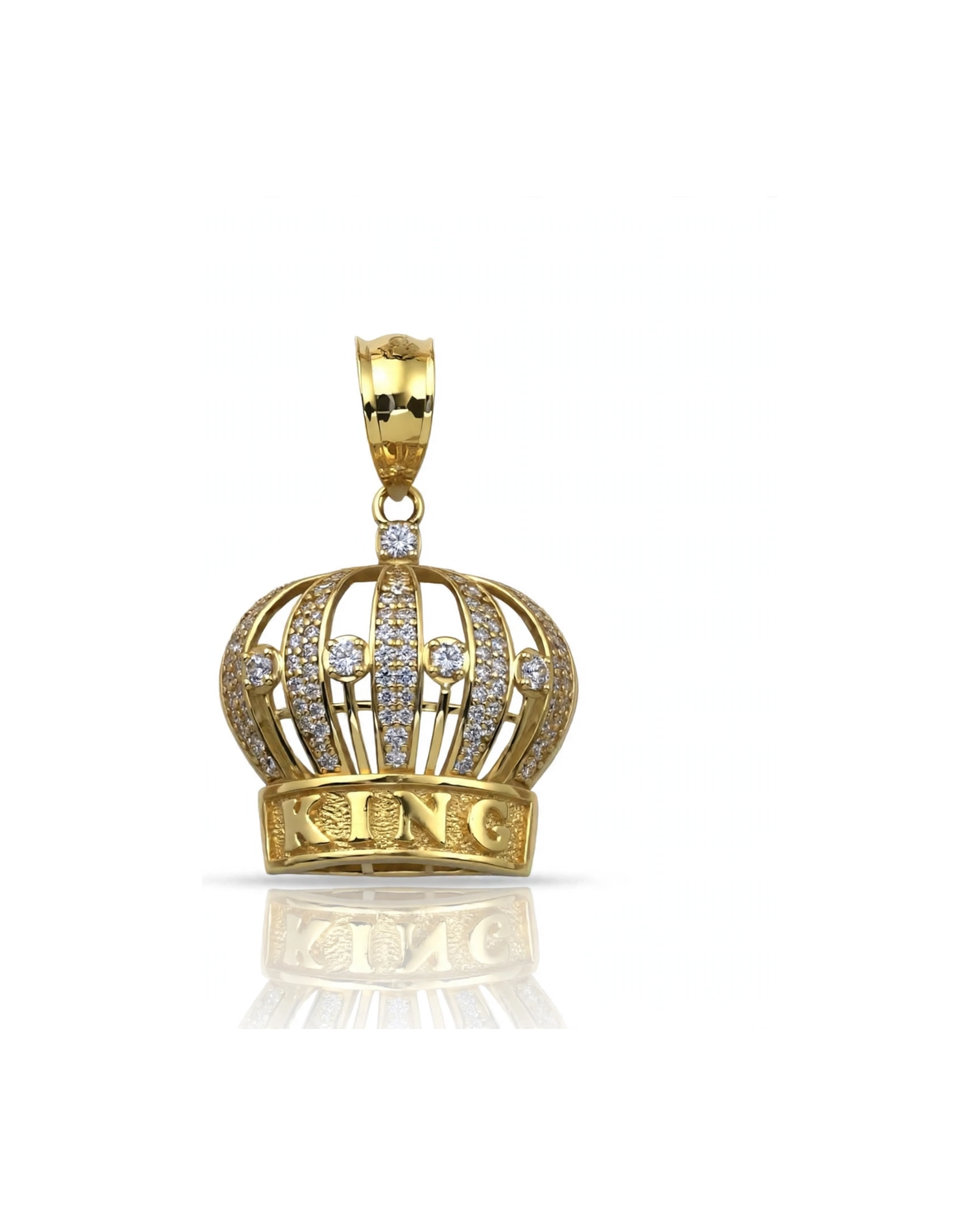 Crown Pendant King Dome with CZ - 10K Gold