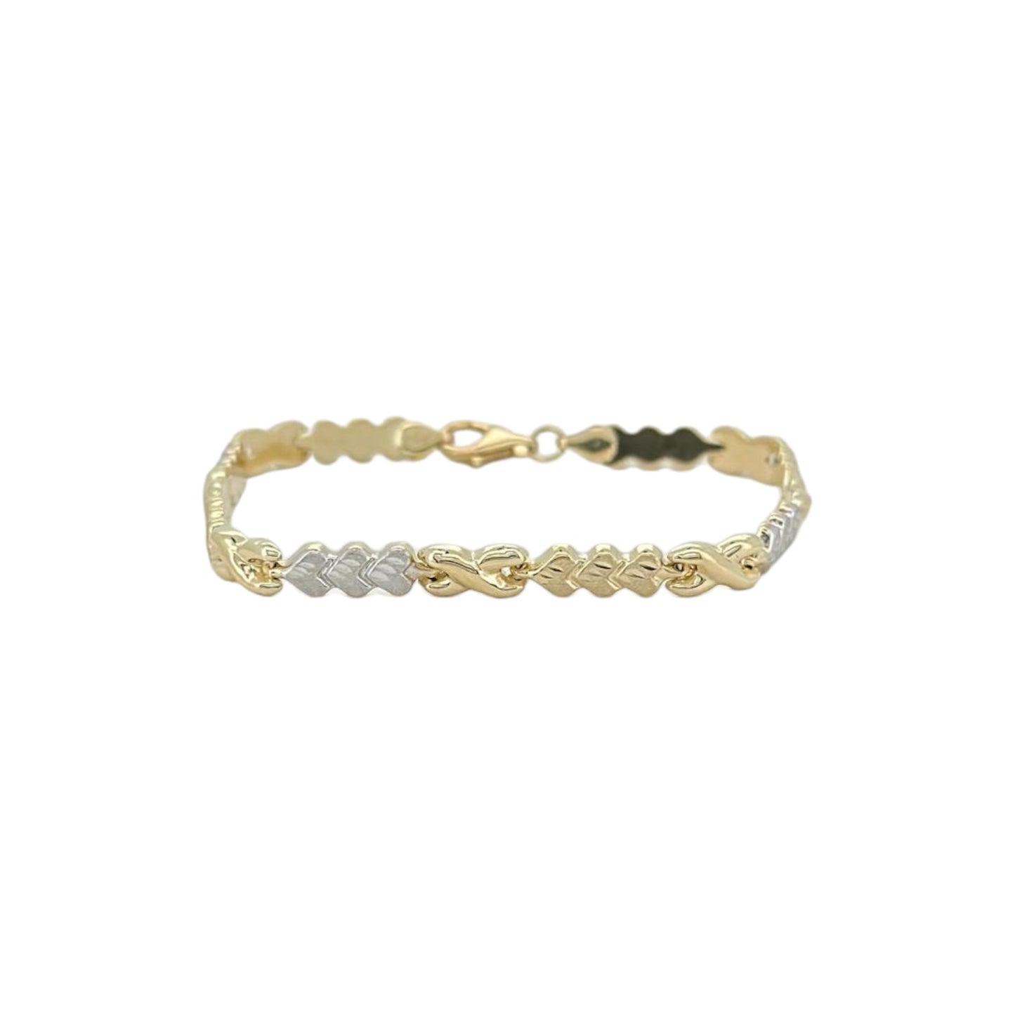 Small triple heart bracelet - 10k gold two tone