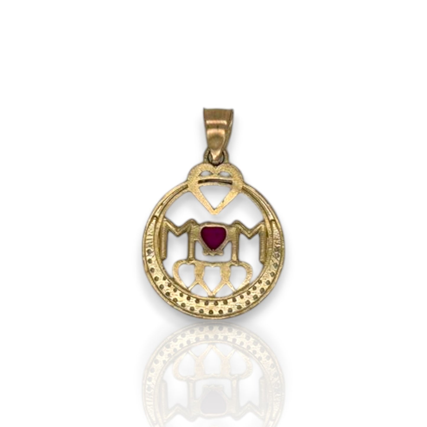Heart "Mom" Cz Pendant - 14K Yellow Gold