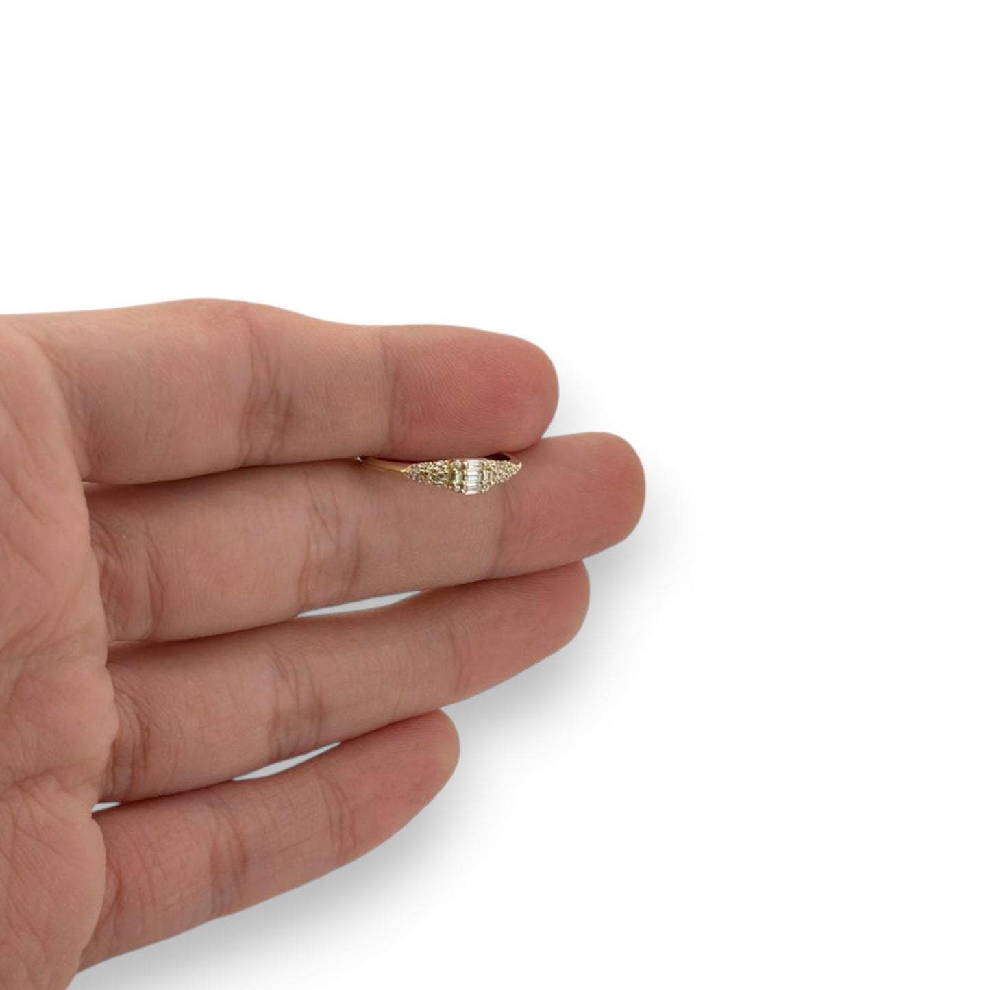 Baguette Stone Ring CZ - 10K Yellow Gold