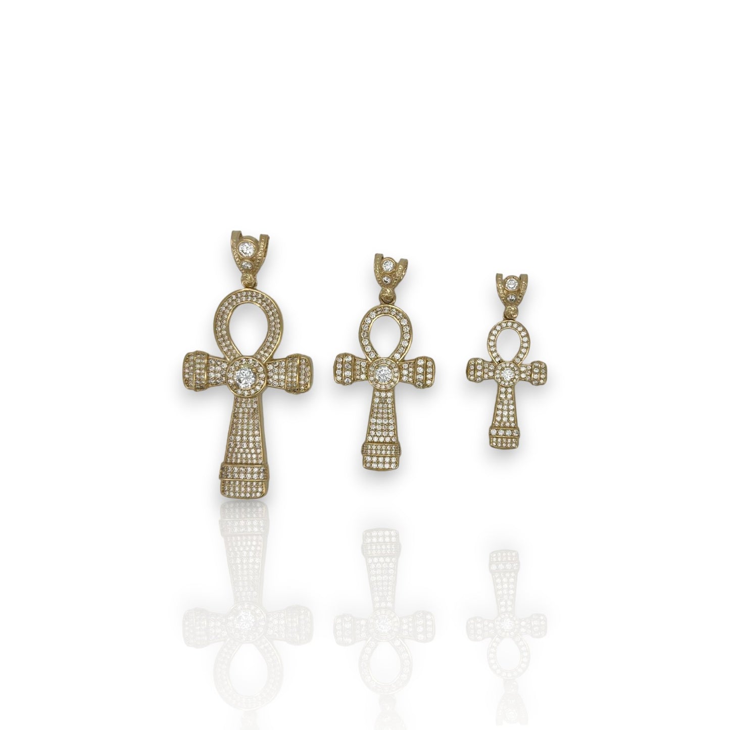 Ankh Cz Cross - 14K Yellow Gold