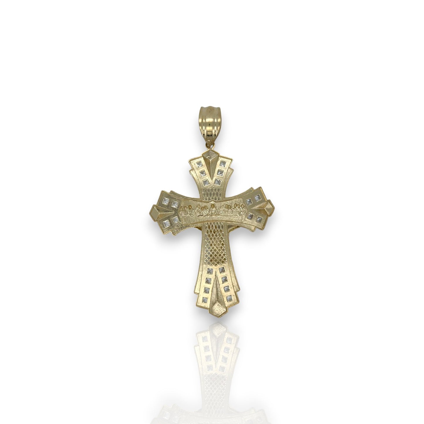 Cross Crucifix Last Supper Pendant - 10k Yellow Gold