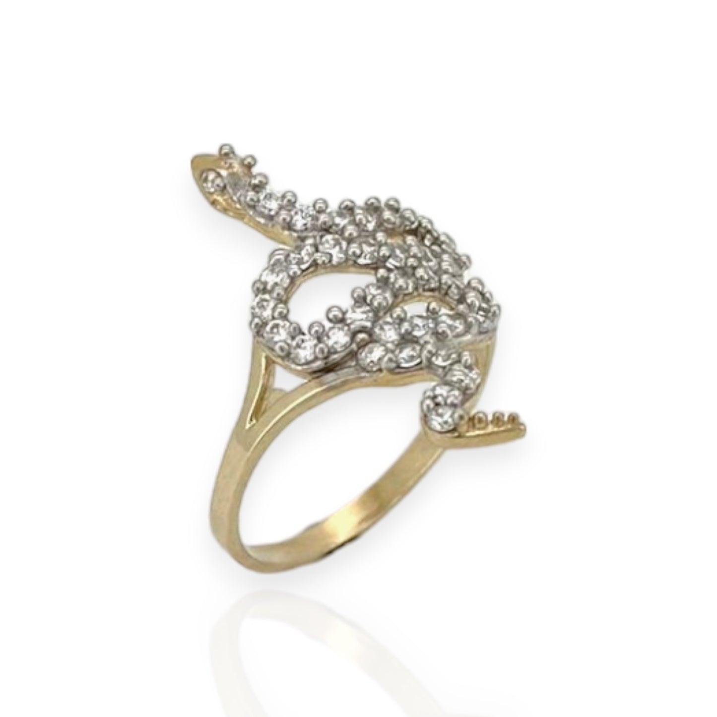 Snake Ring CZ - 10K Yellow Gold