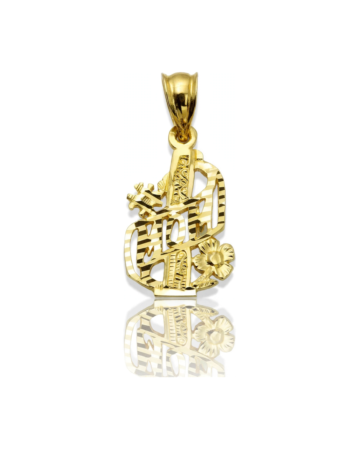 Number 1 Dad Pendant Script Small - 10K Yellow Gold