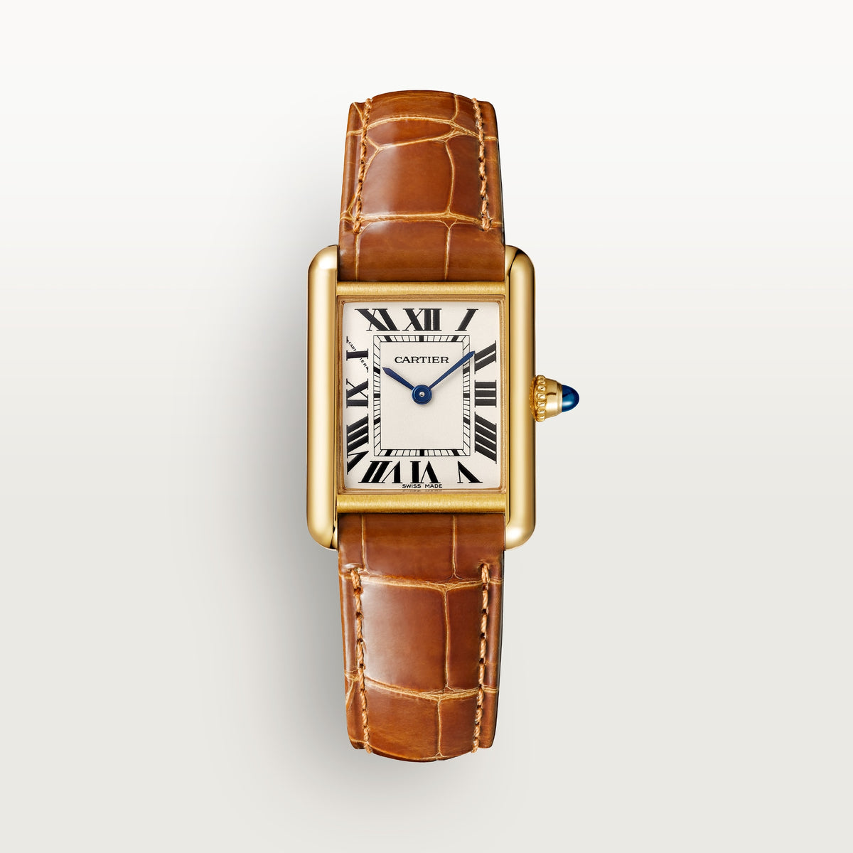Cartier Tank Louis Cartier WGTA0342 - Small model 18K yellow gold, Silver-grained Dial, Alligator leather strap