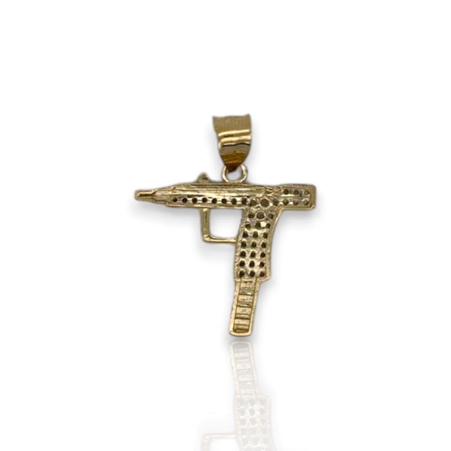 Machine Gun Cz Pendant - 14K Yellow Gold