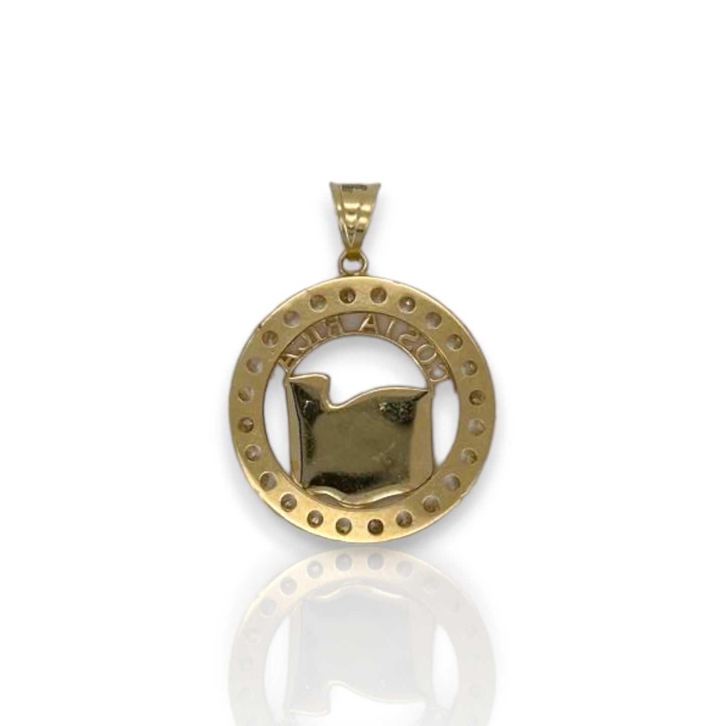 Costa Rica Medallion Cz Pendant - 14K Yellow Gold
