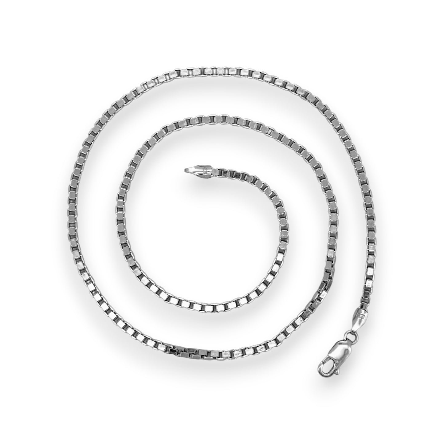 Box Chain Necklace - 14k White Gold - Solid