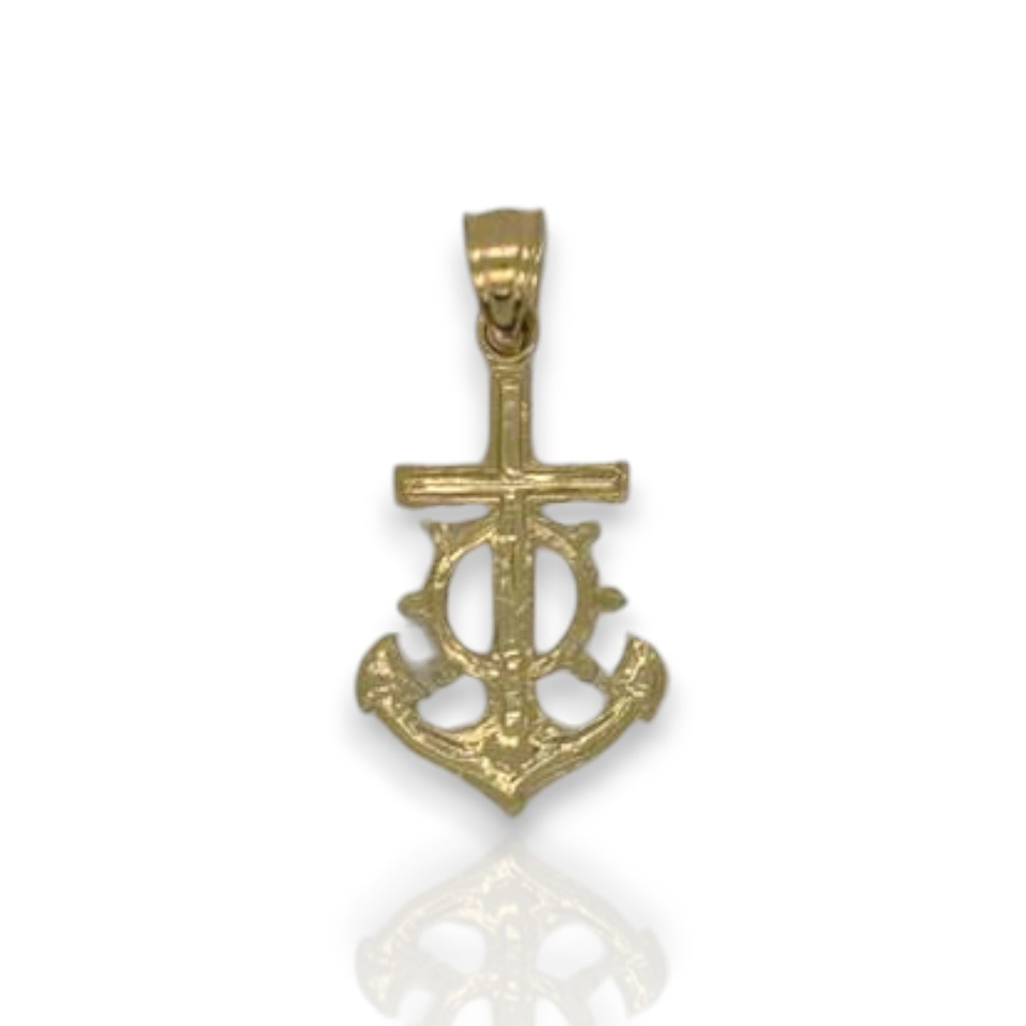 Jesus Anchor Pendant - 10K Yellow Gold