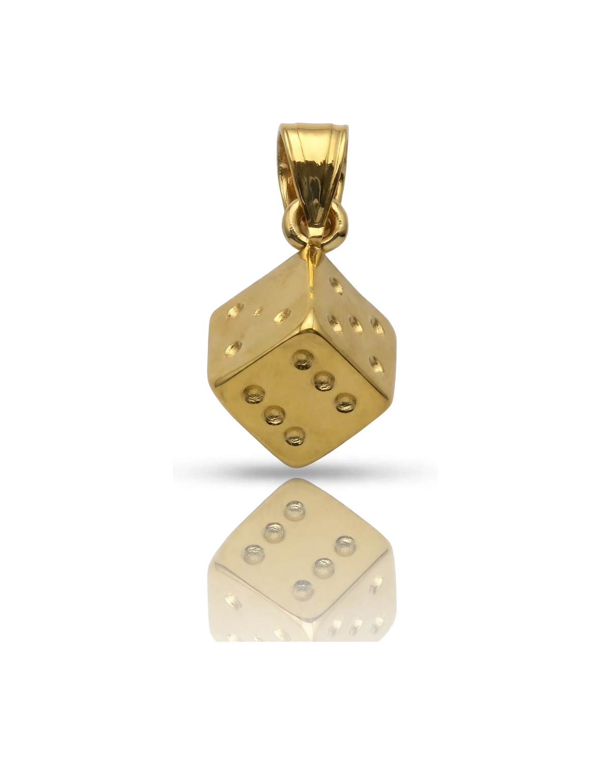 Dice Pendant Single 3D - 10K Yellow Gold