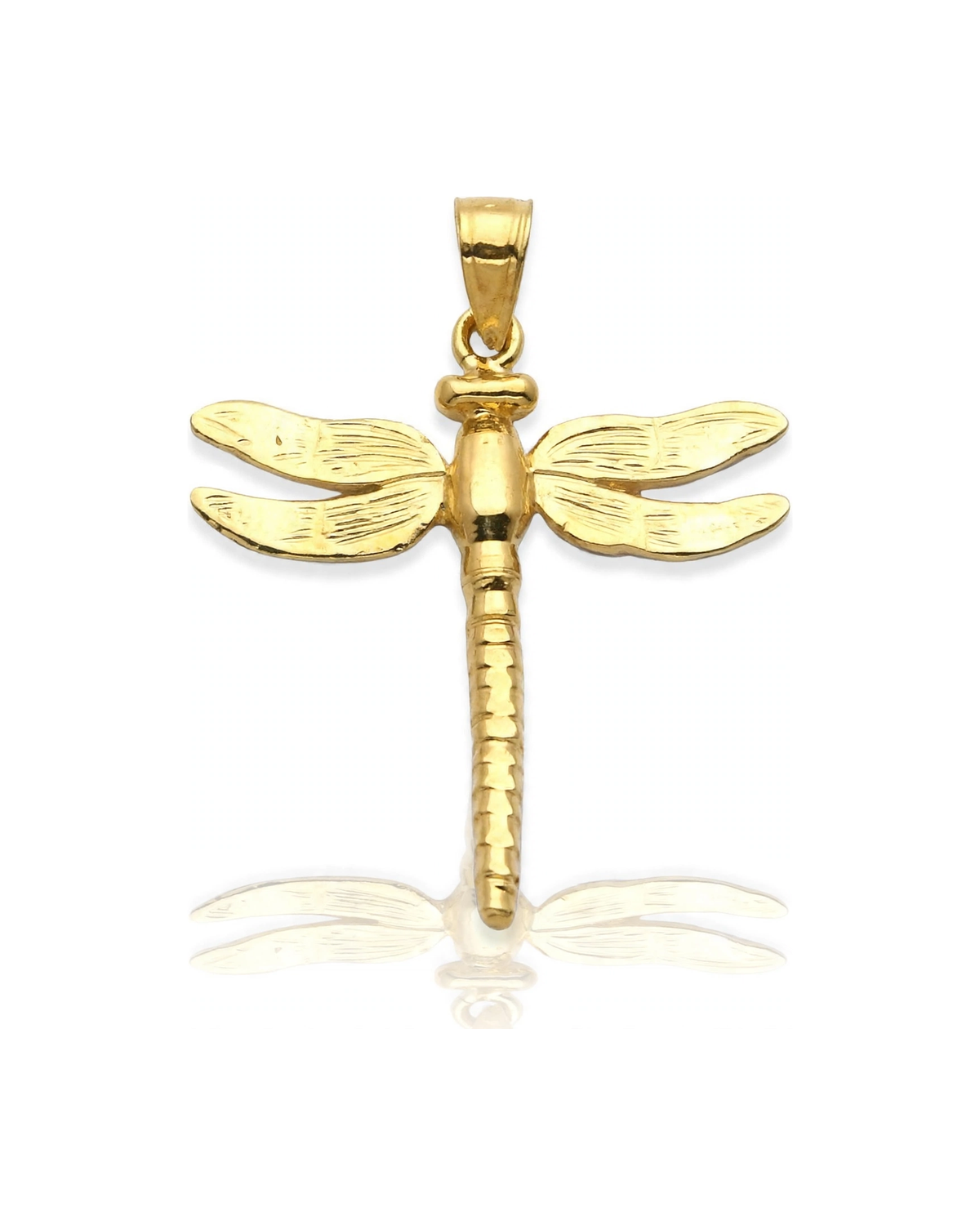 Dragonfly Pendant Long Body - 10K Yellow Gold