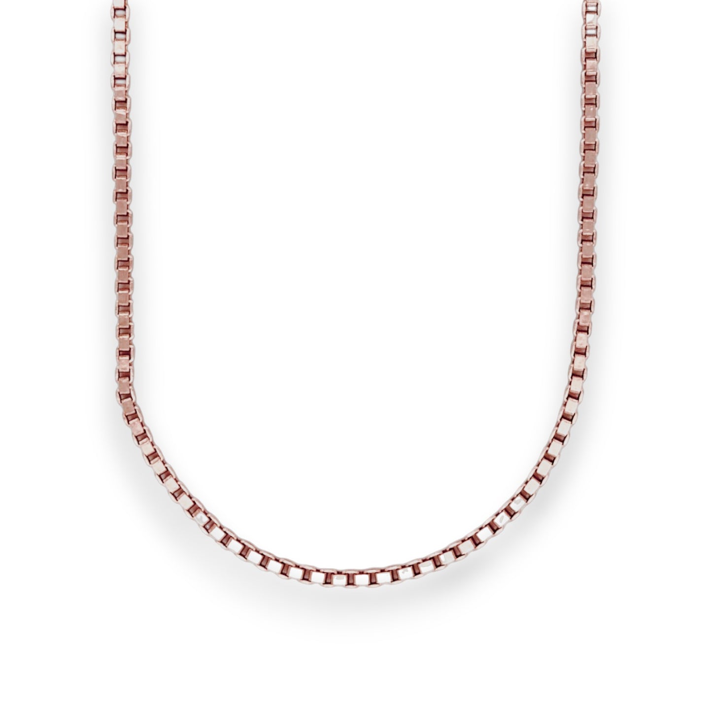 Box Chain Necklace - 14k Rose Gold - Solid