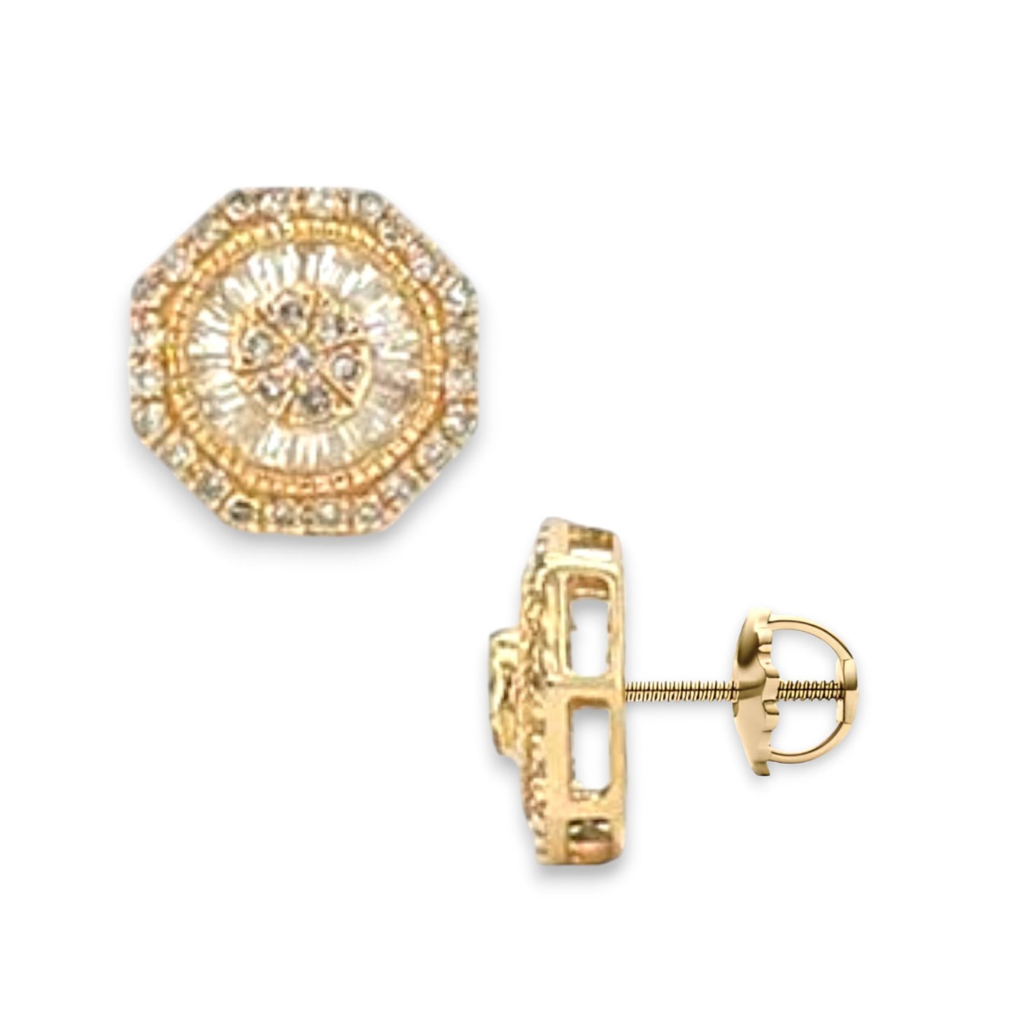 0.67ct Diamond Round Stud Earrings - 14k Yellow Gold