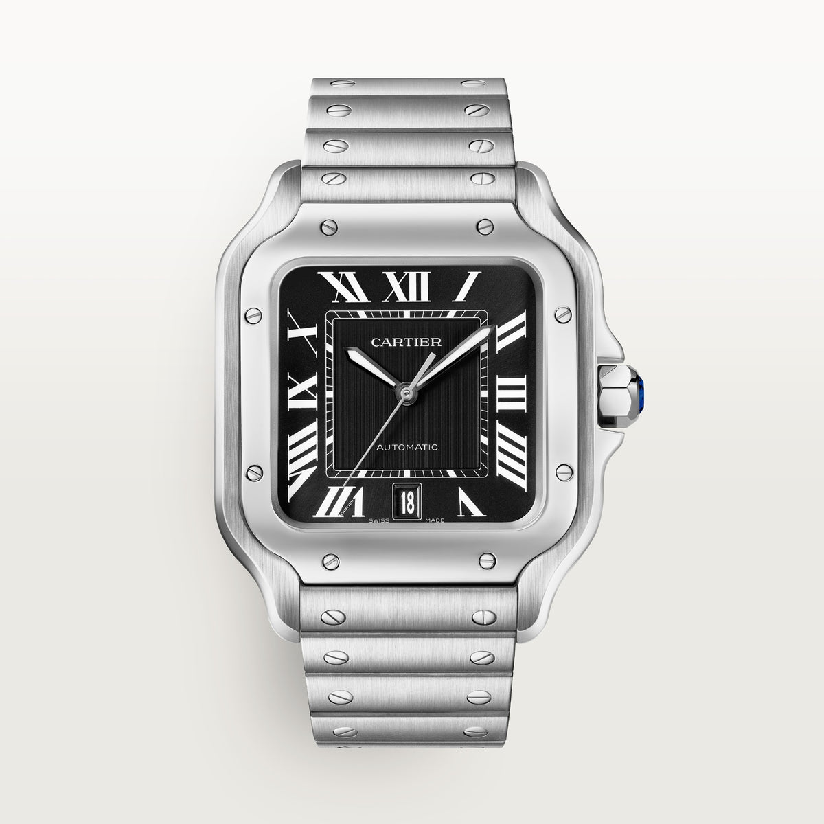 Cartier Santos de Cartier WSSA0096 - Large model Steel, Black Dial, Steel bracelet