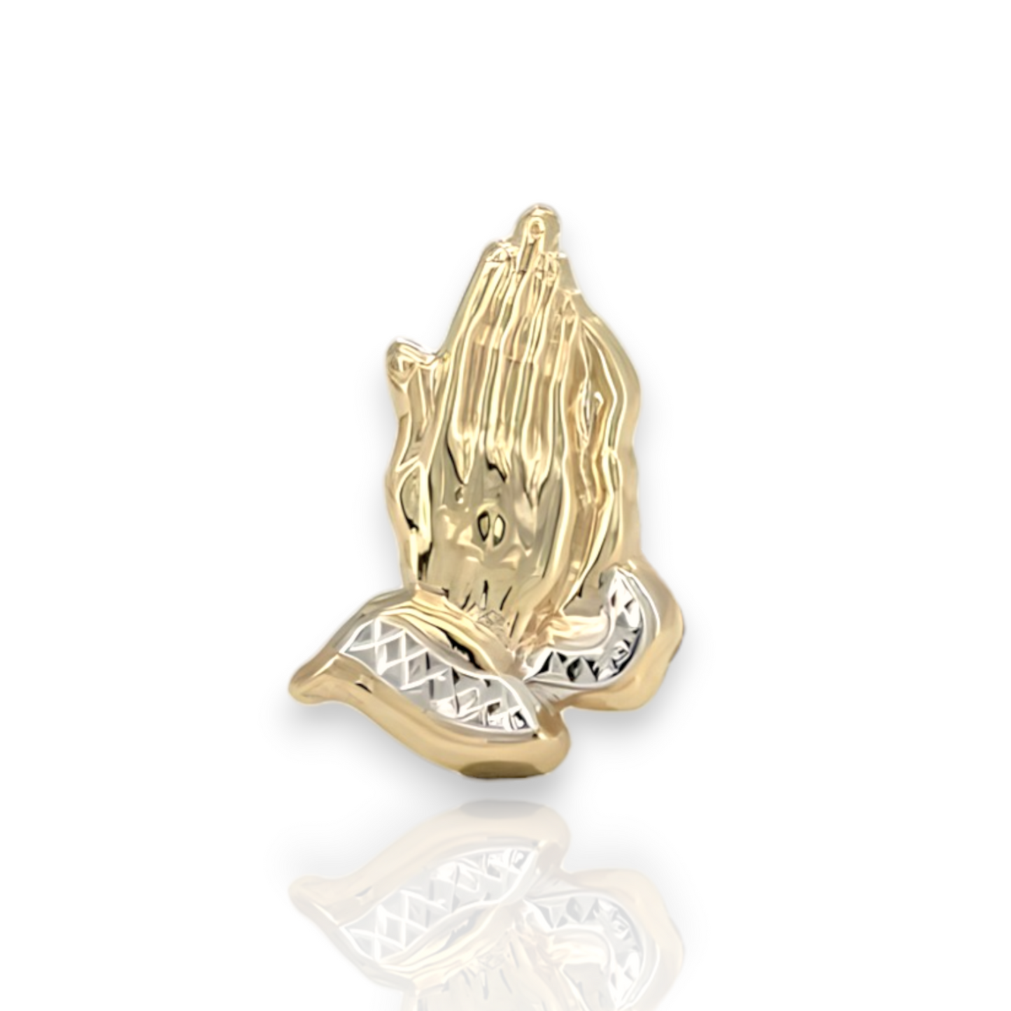 Large Praying Hands Ring - 10K Yellow Pave