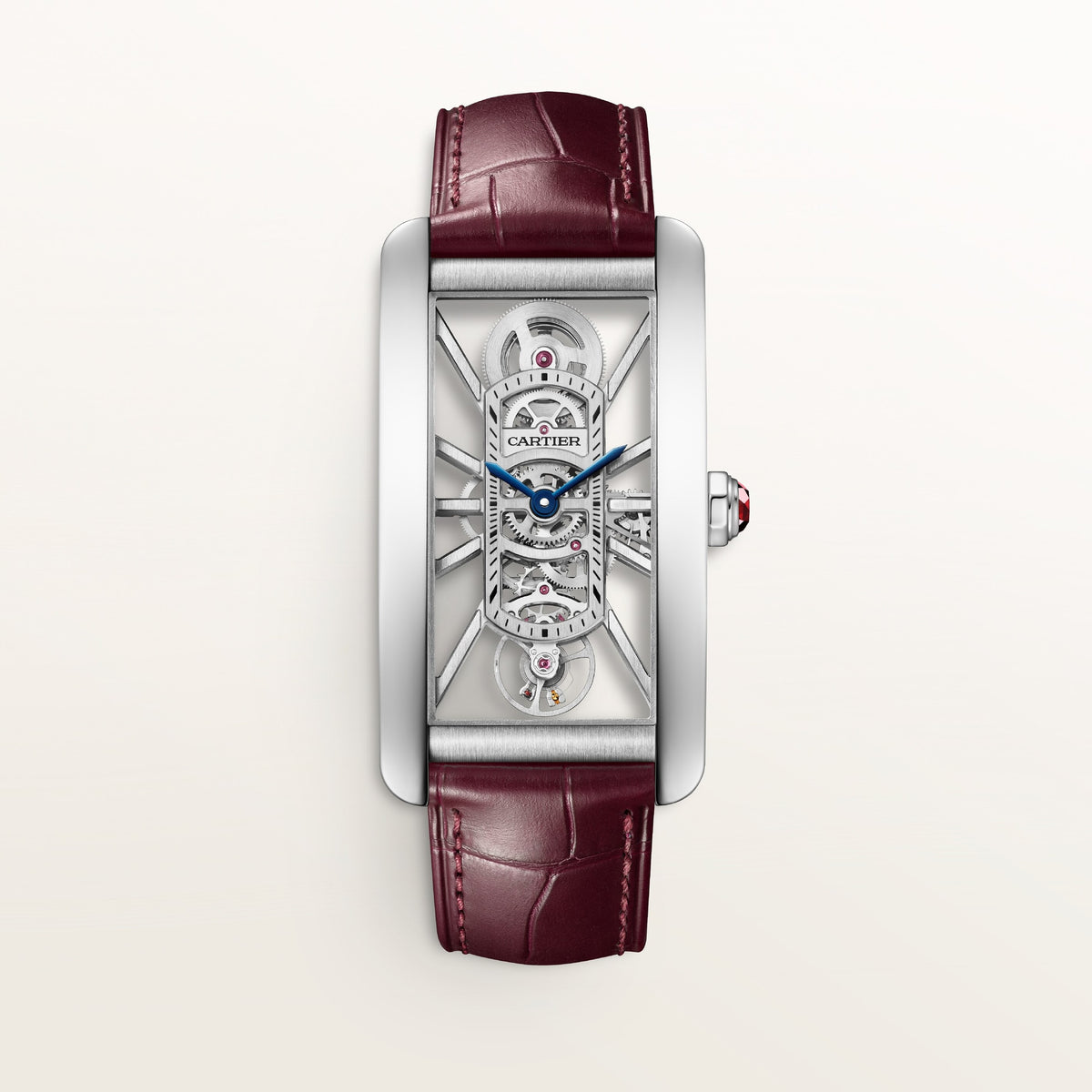 Cartier Tank Américaine Skeleton Watch WHTA0041 - Large model Platinum (950/1000), Skeleton (openworked) movement bridges Dial