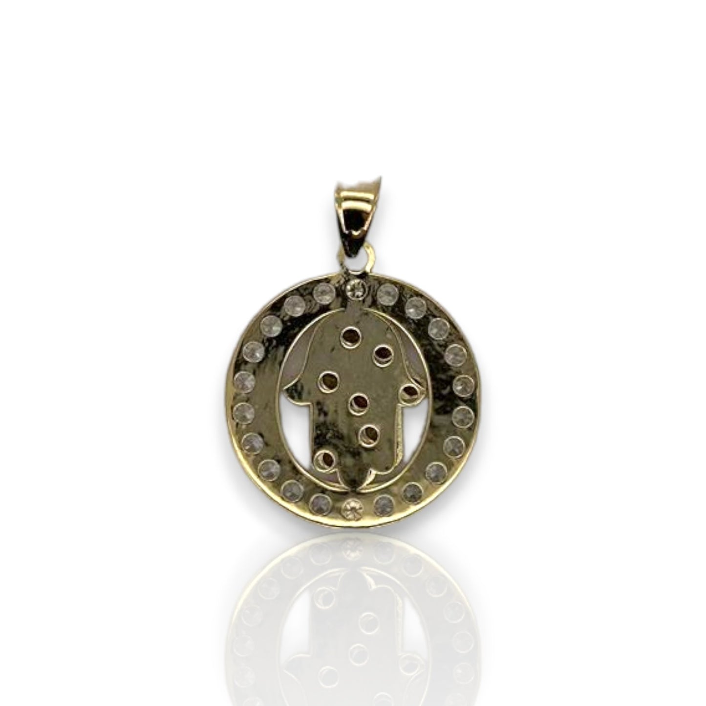 Medallion Hamsa CZ - 10K Yellow Gold