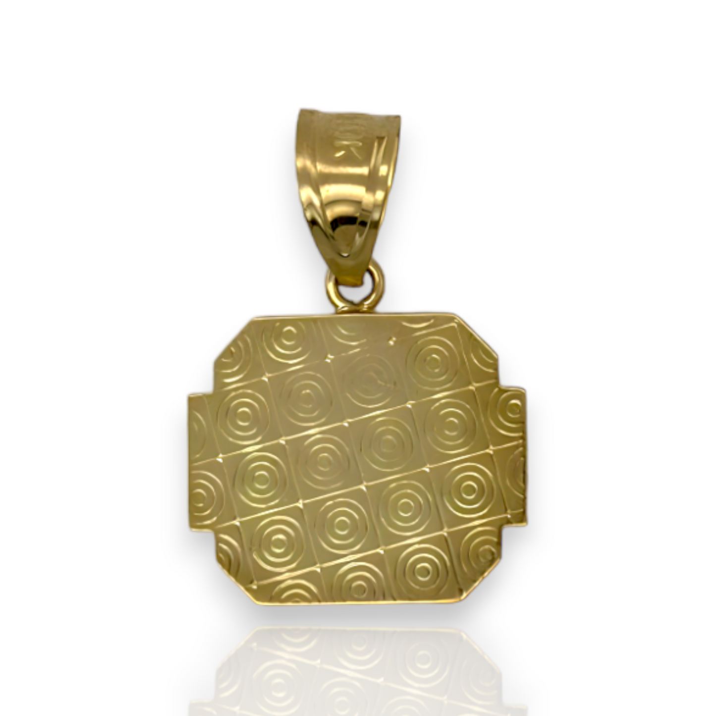 Medusa Rectangular Charm Pendant - 10K Yellow Gold