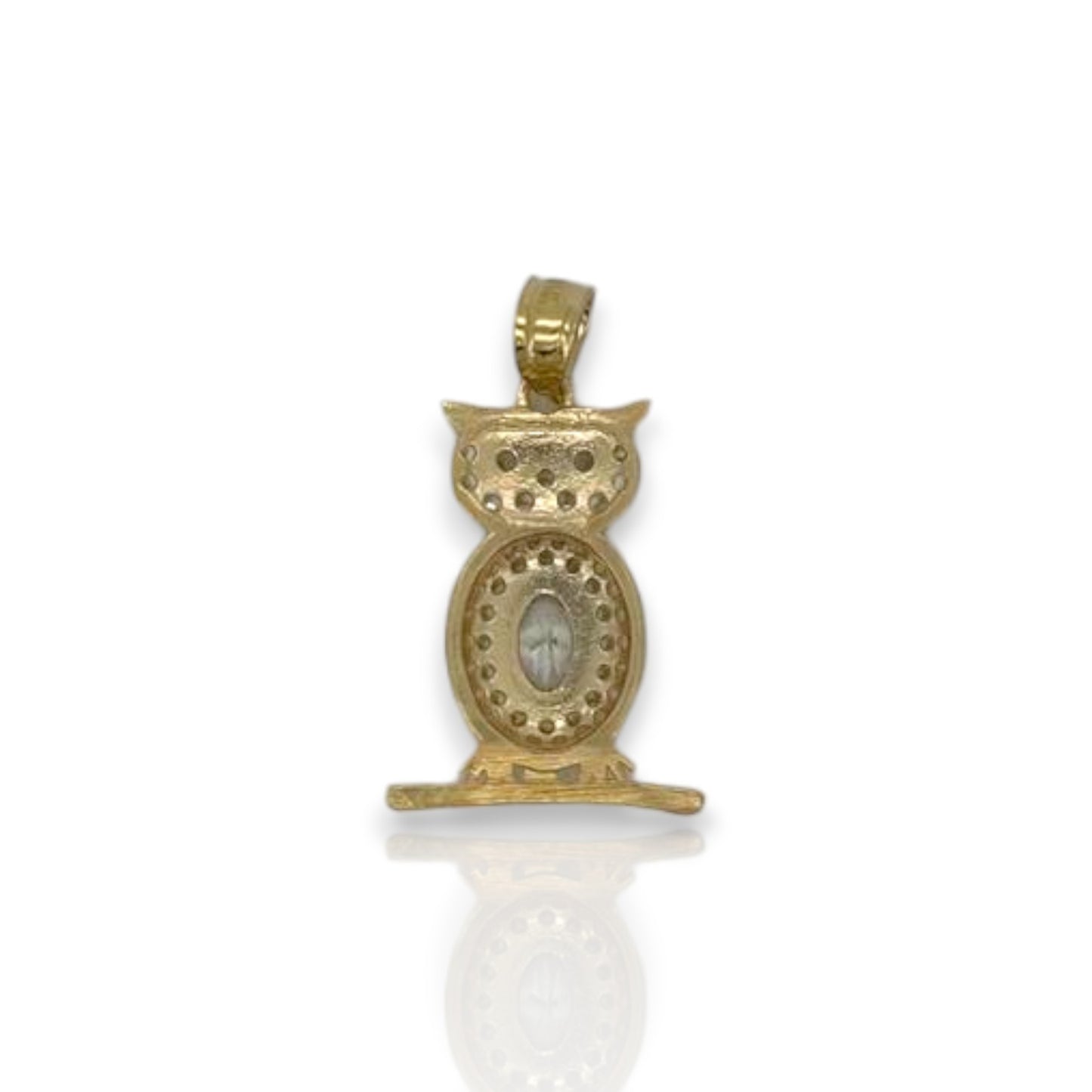 Owl Cz Pendant - 10K Yellow Gold