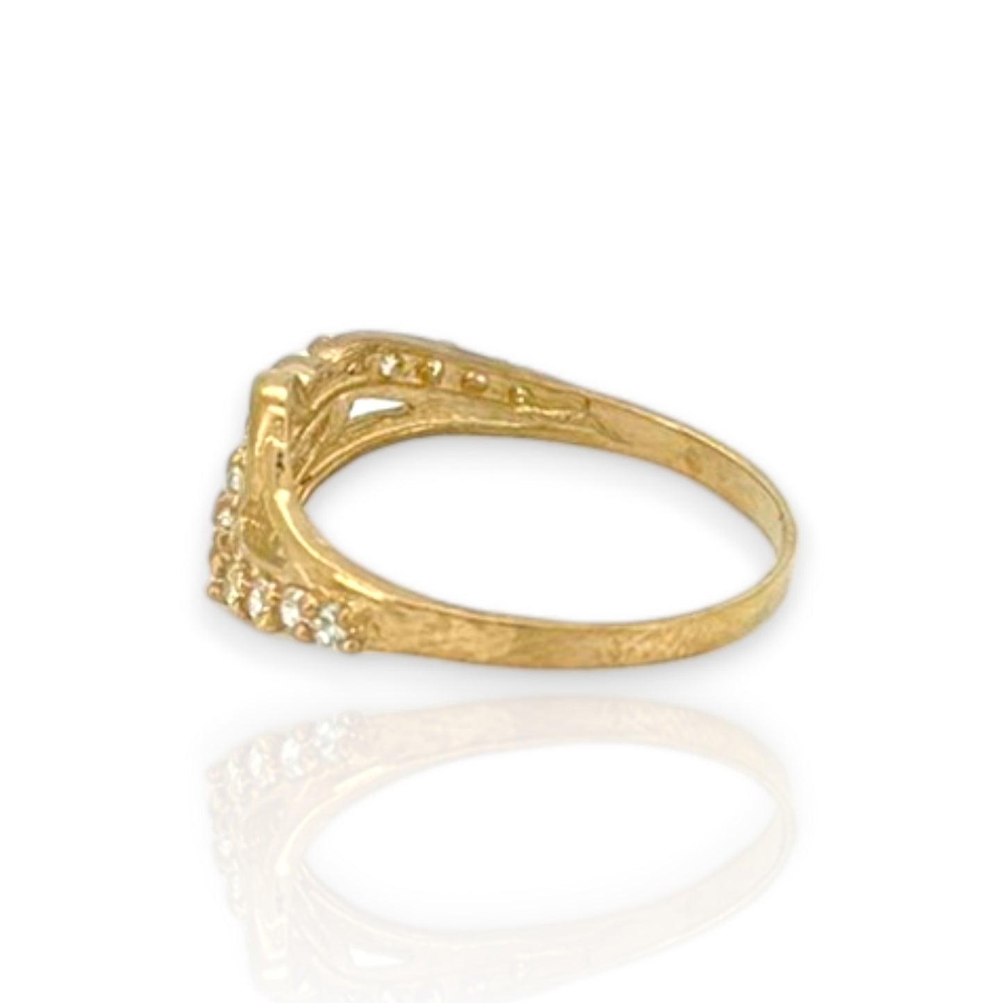 Heart CZ Ring - 10K Yellow Gold