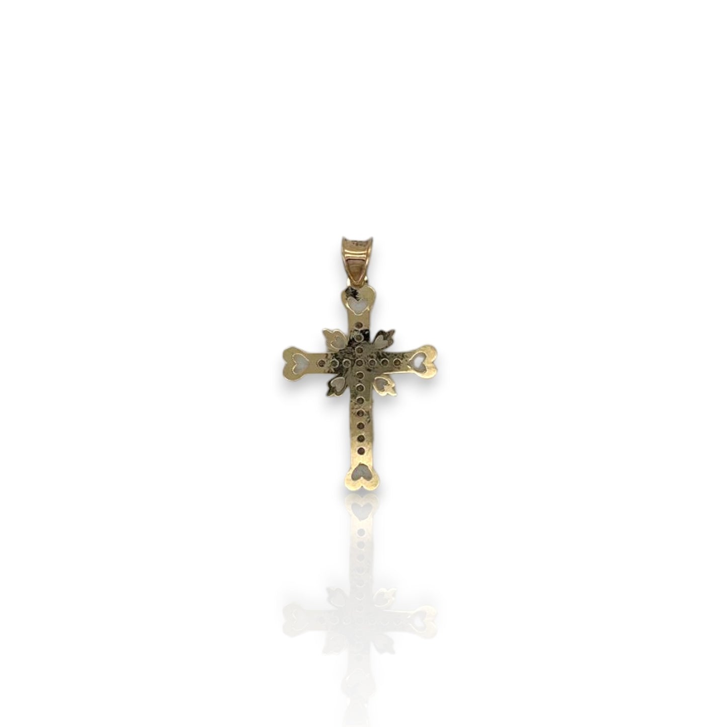 Cross CZ Pendant - 10K Yellow Gold