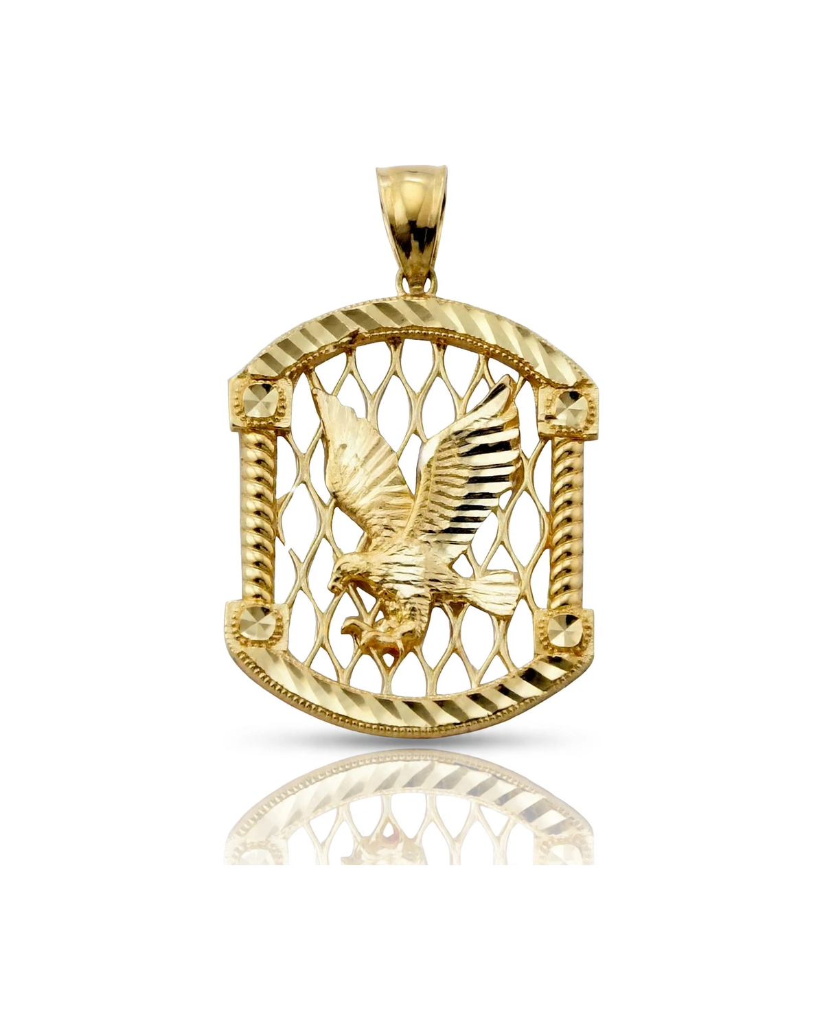 Eagle Pendant Lattice Frame - 10K Yellow Gold