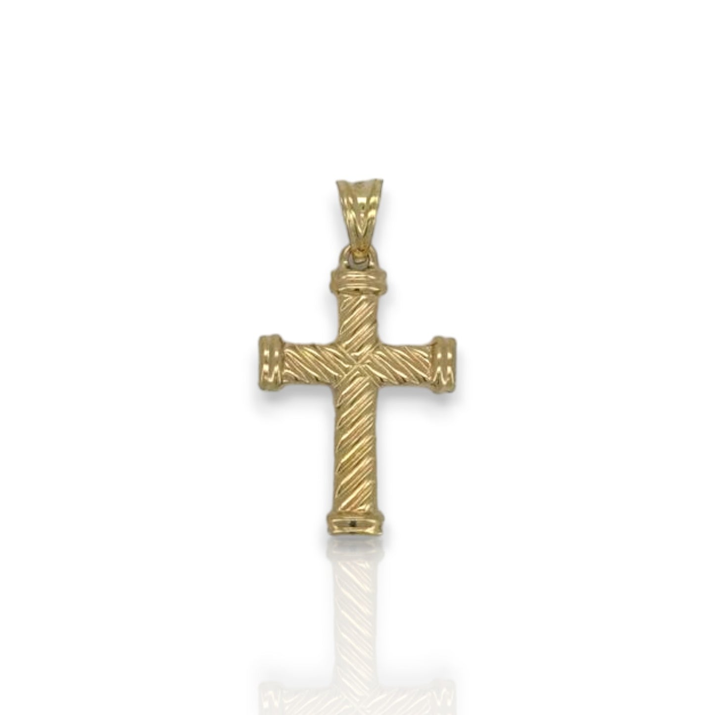 Cross Two Tone Pendant - 14k Yellow Gold